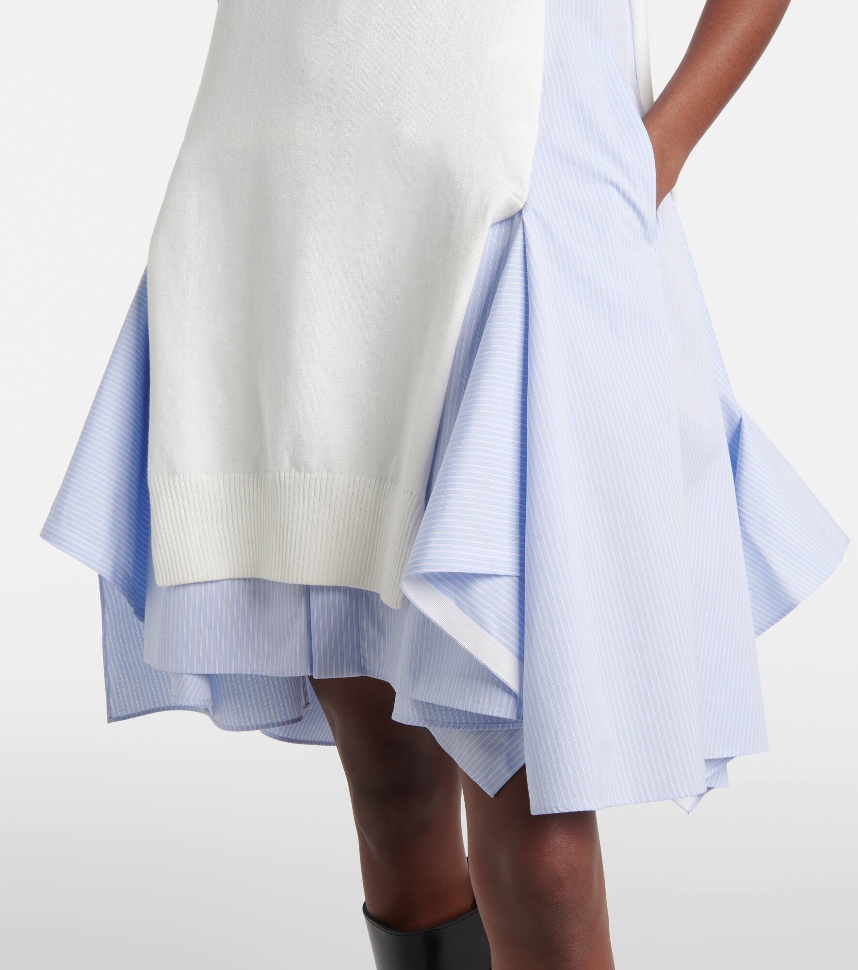 Striped cotton-blend poplin midi dress - 5
