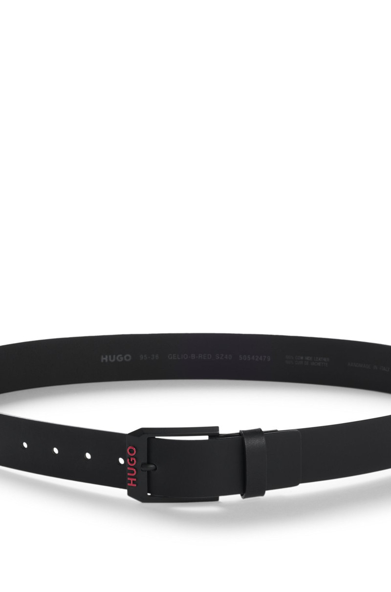 ITALIAN-LEATHER BELT WITH ANGULAR LOGO BUCKLE 4