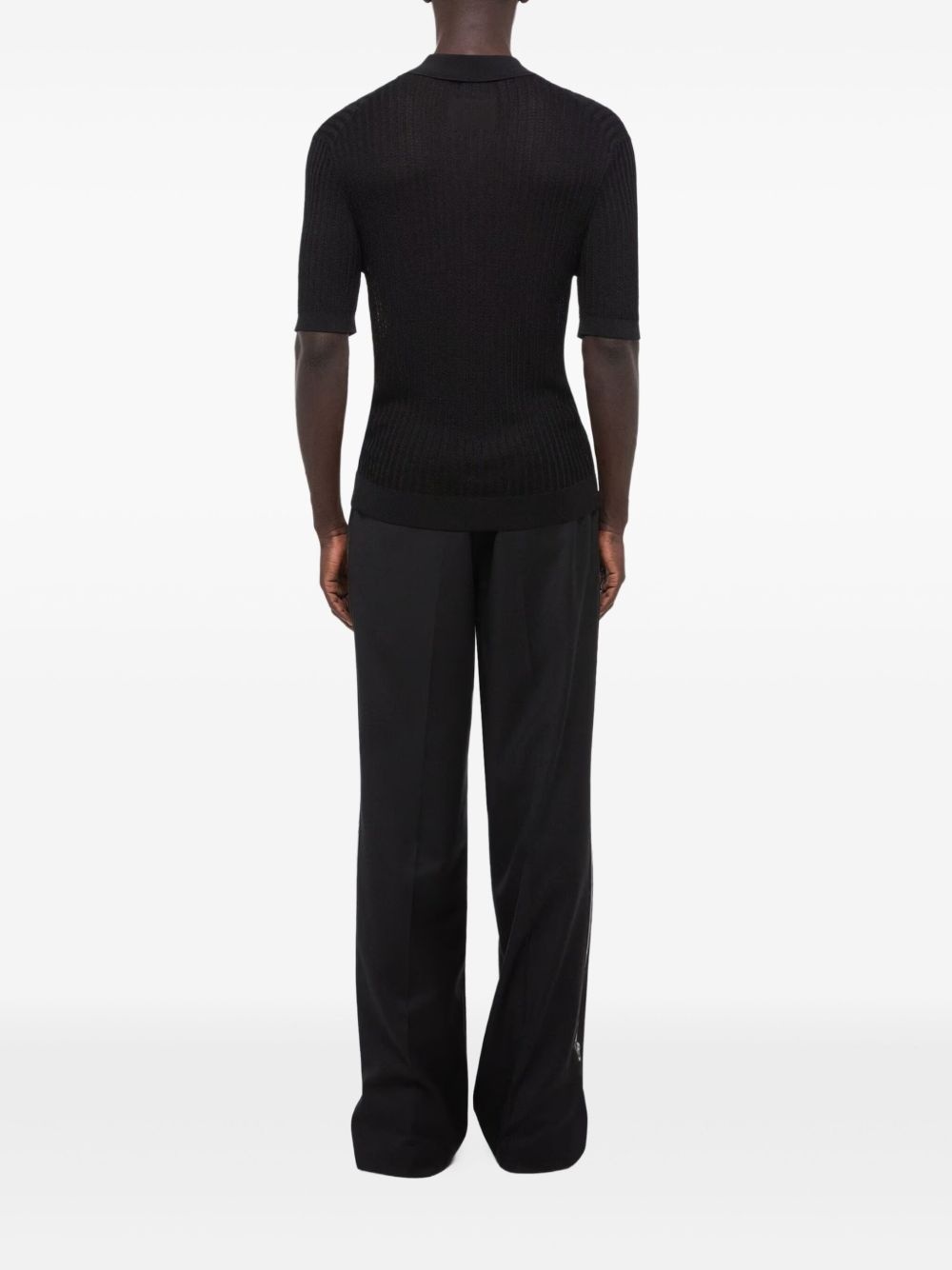 ribbed-knit polo shirt - 4