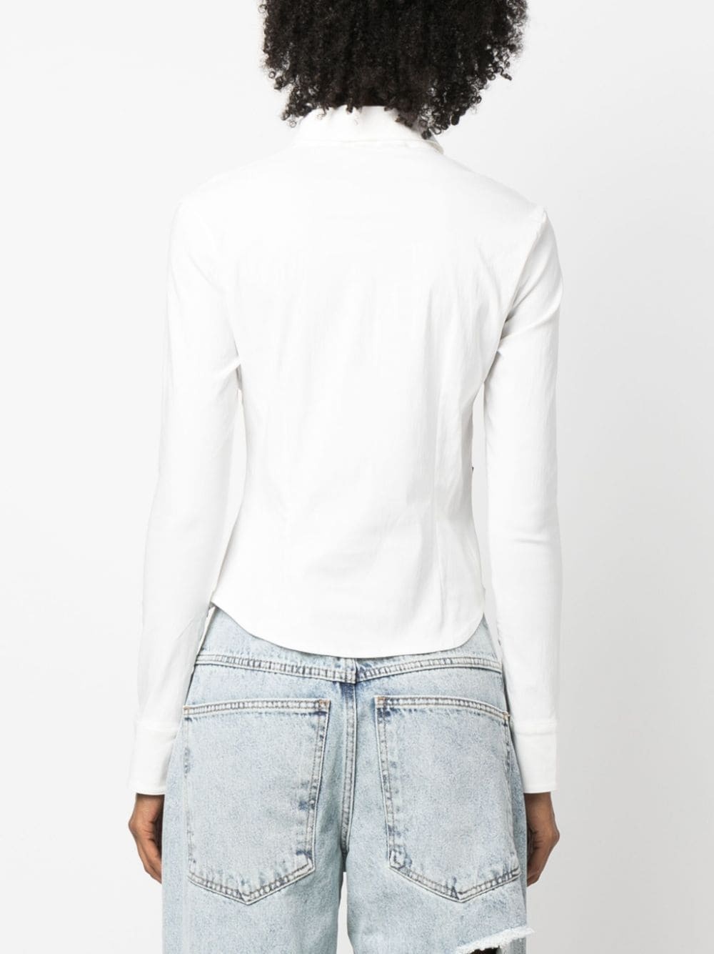 logo-patch corset-style shirt - 4