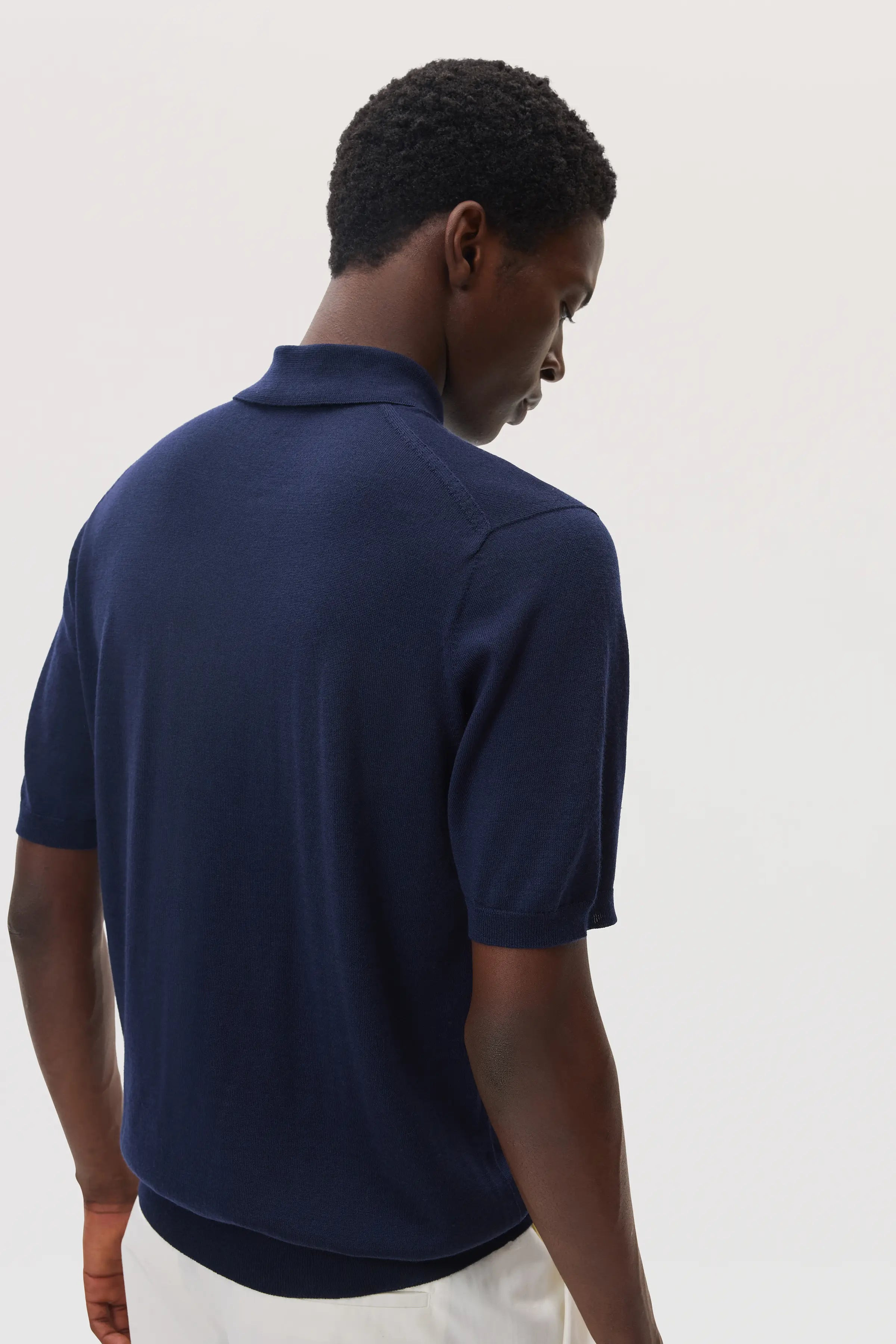 Superfine Merino Navy Polo Shirt - 4