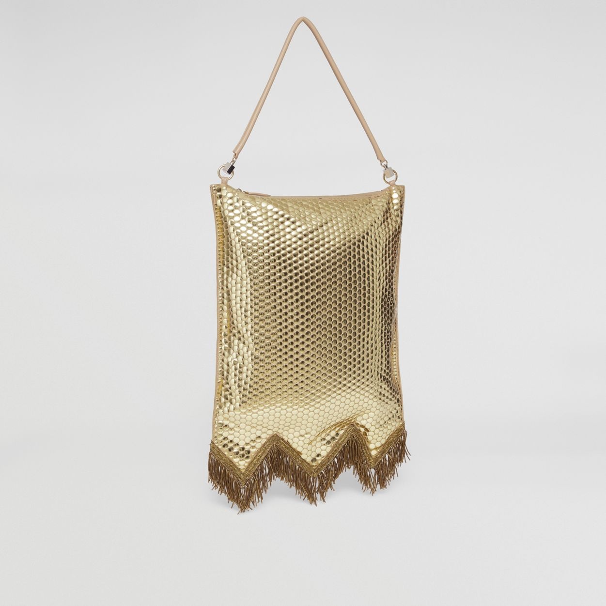 Bullion Fringing Paillette-embellished Silk Flag Bag - 7