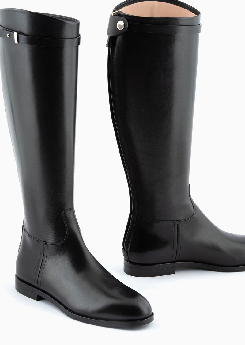 GIORGIO ARMANI High-heeled, glossy leather boots outlook