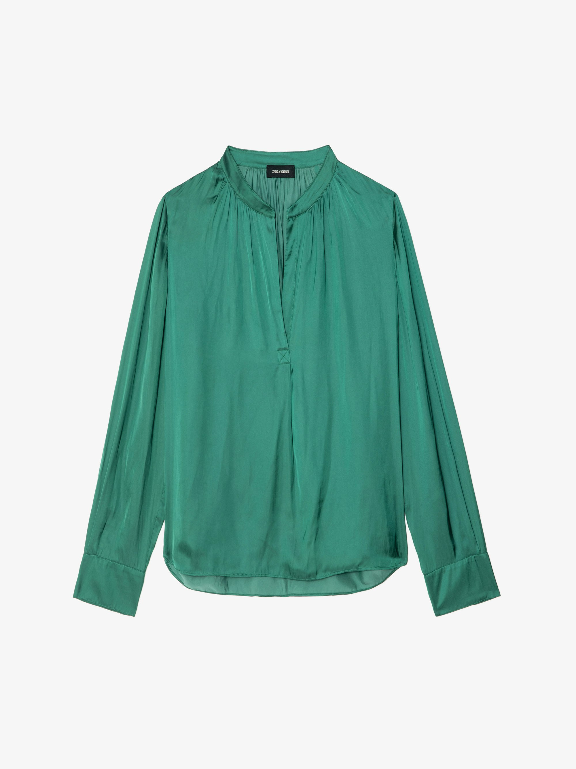 Tink Emerald Green Satin Blouse - 8