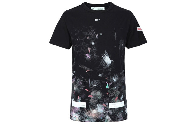 Off-White Splash Ink Short Sleeve Loose Unisex Black OMAA002F176200179901 - 1