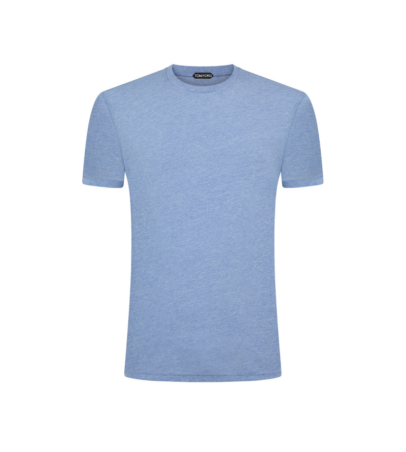 COTTON BLEND MELANGE CREW NECK T-SHIRT - 1