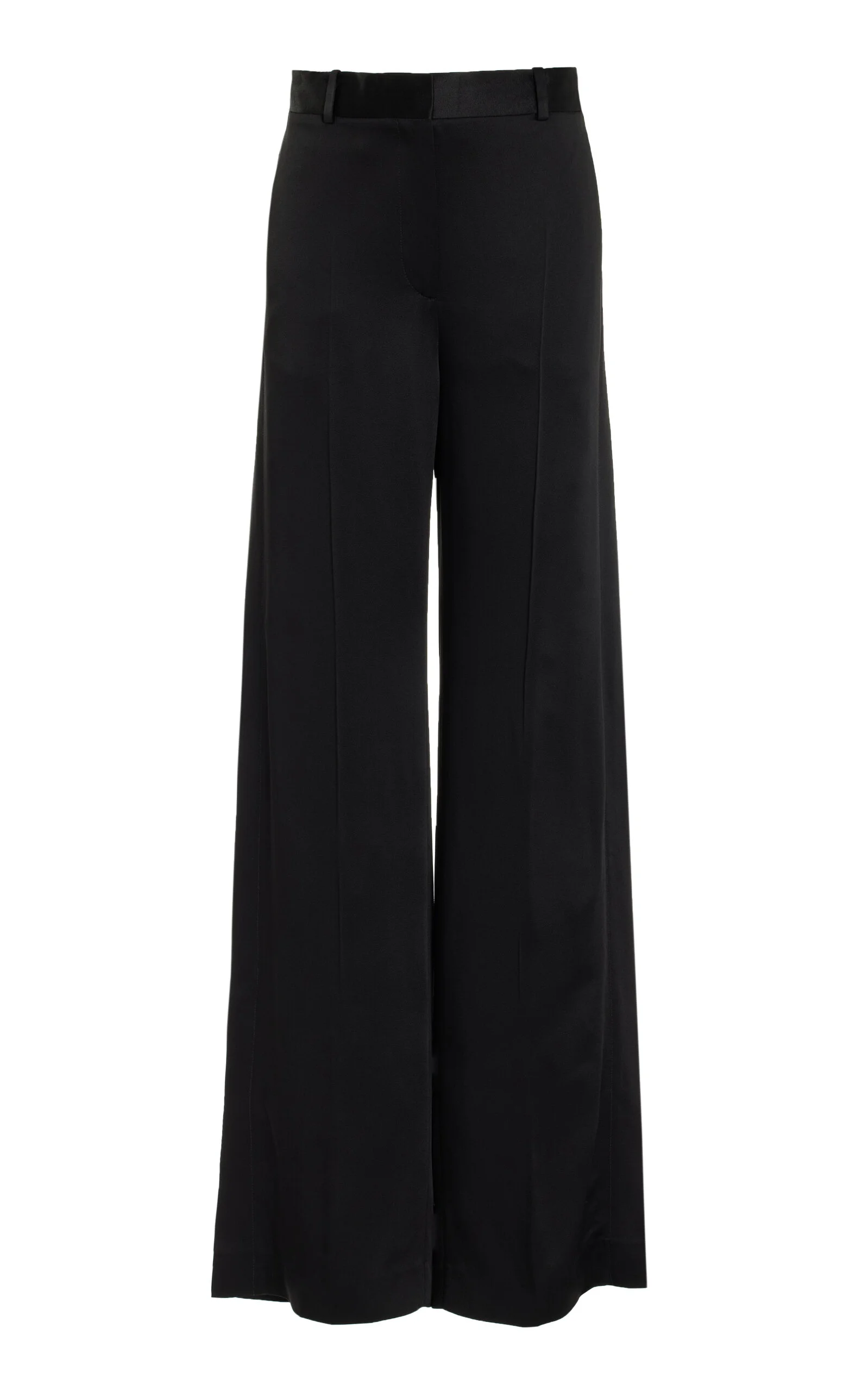 Cuff-Slit Satin Wide-Leg Trousers black - 1