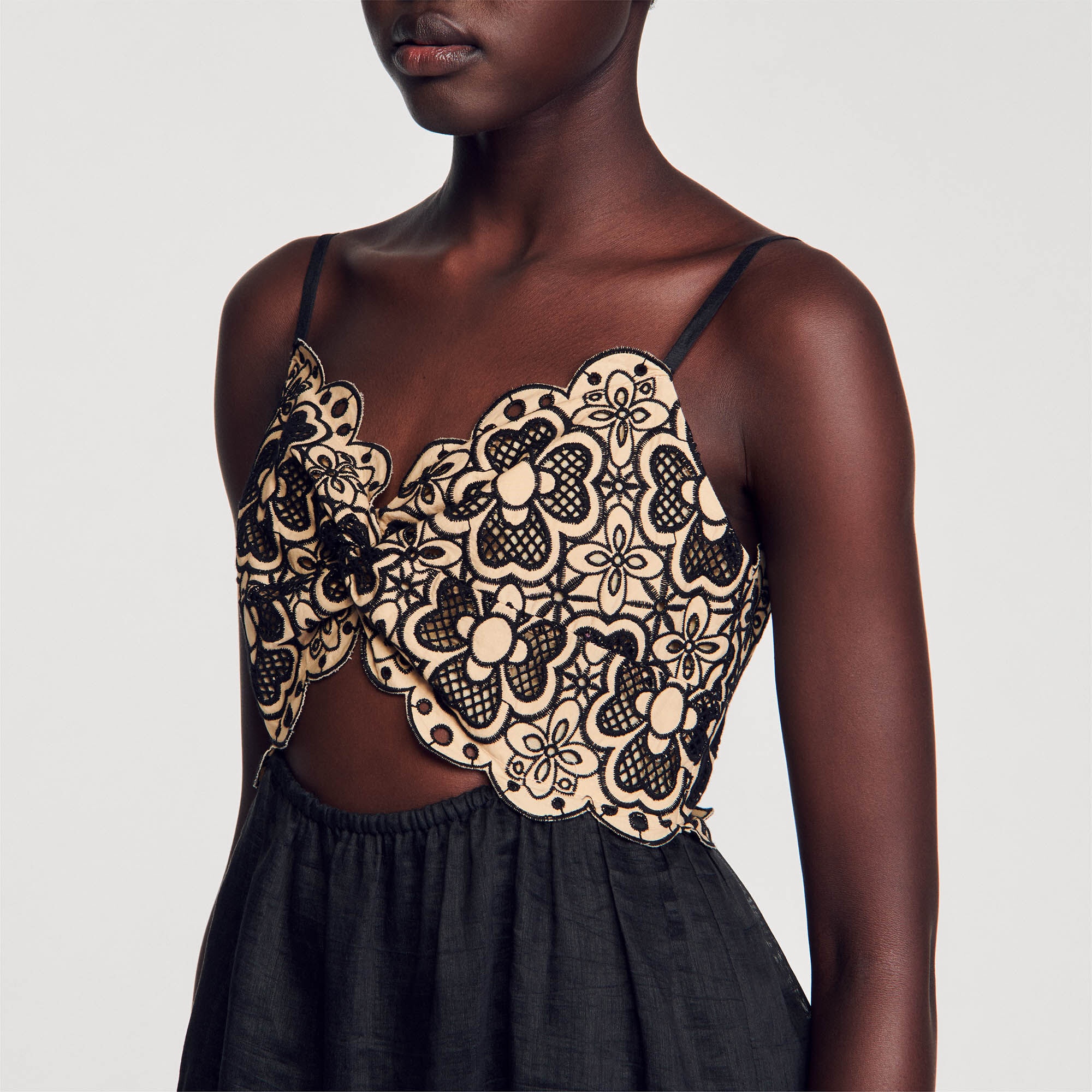 EMBROIDERED TWO-TONE DRESS - 4