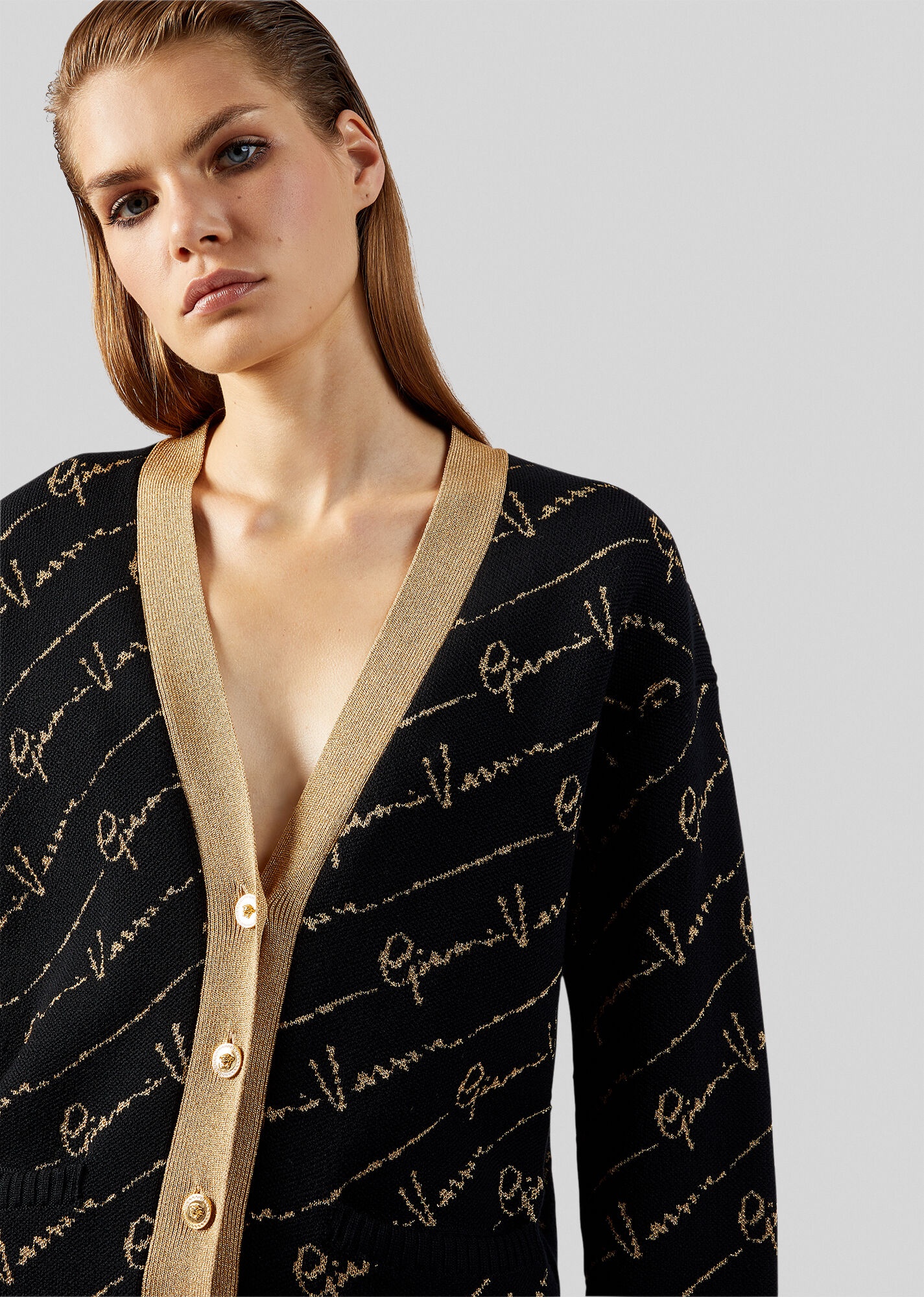 GV Signature Jacquard Lamé Cardigan - 5