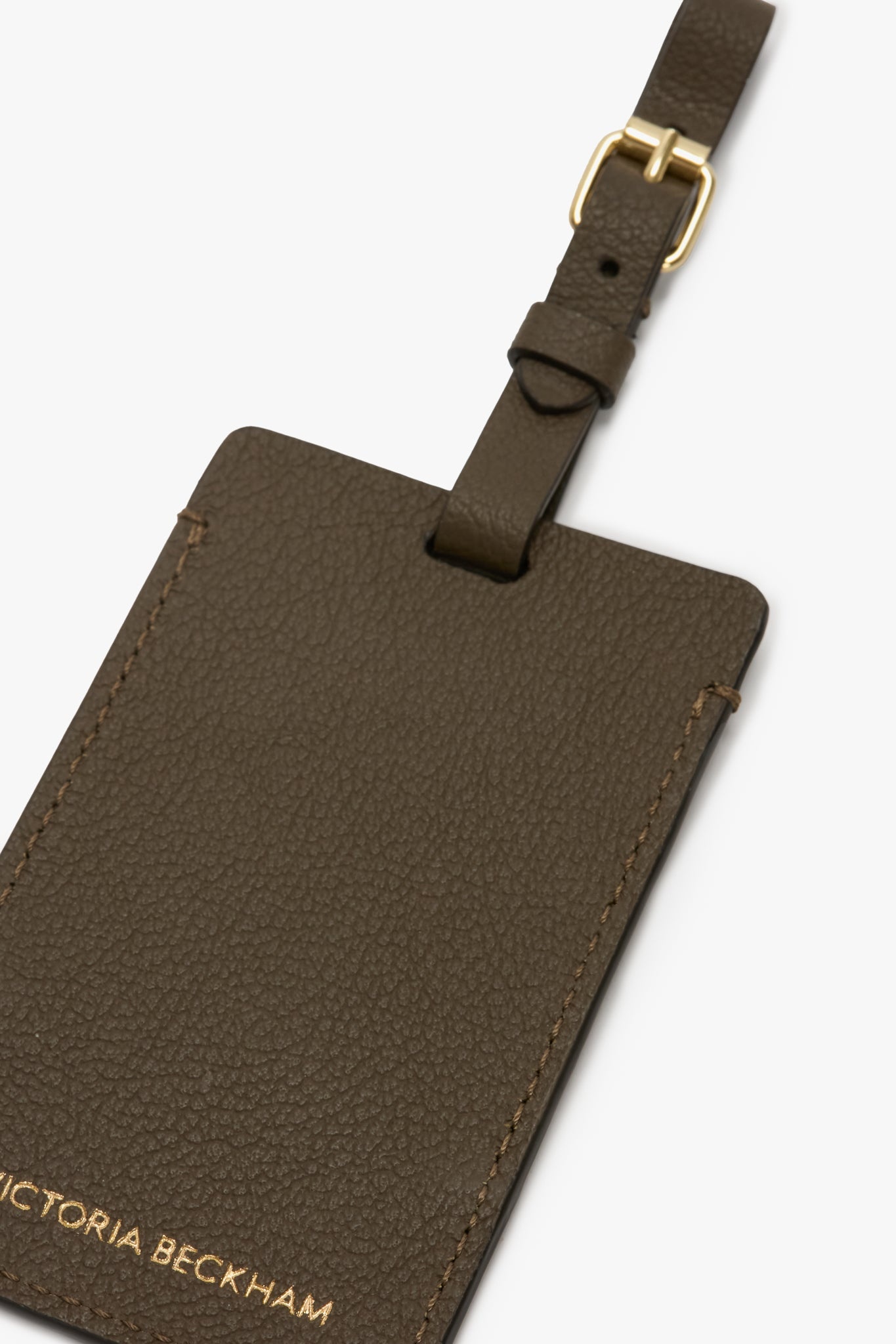 Luggage Tag In Khaki Soft Grained Leather - 2