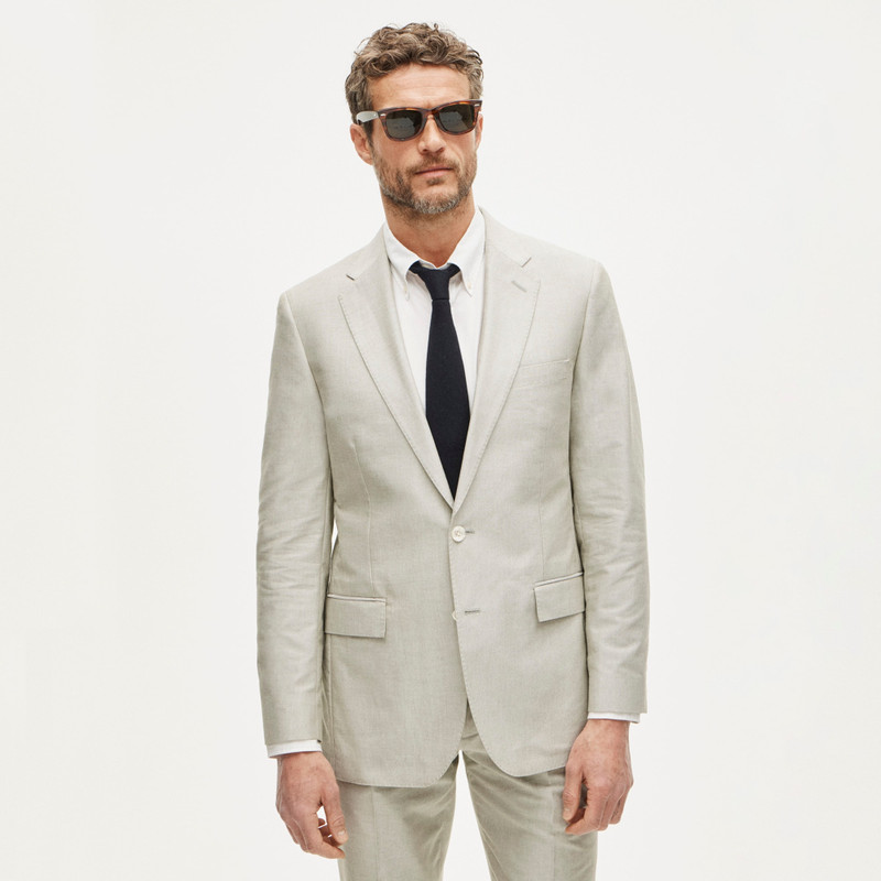 Ludlow Slim-fit suit jacket in Portuguese cotton oxford 3