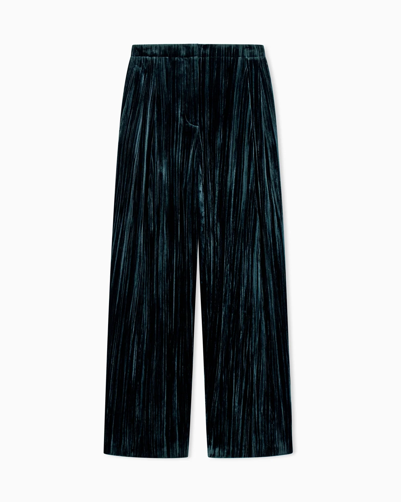 TROUSERS IN PLISSÉ VELVET WITH ELASTIC WAISTBAND REGULAR FIT - 1