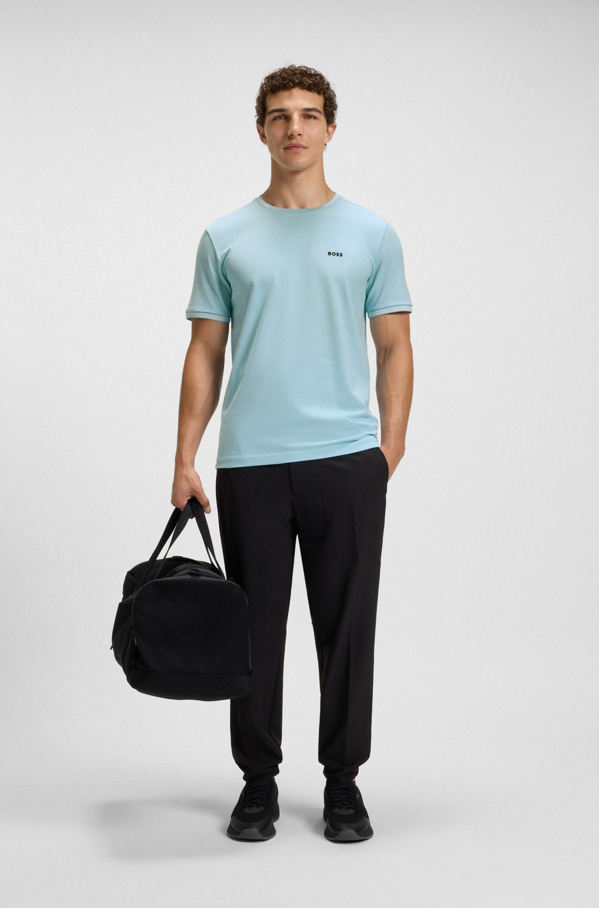 STRETCH-COTTON T-SHIRT WITH STRIPES AND LOGO - 4