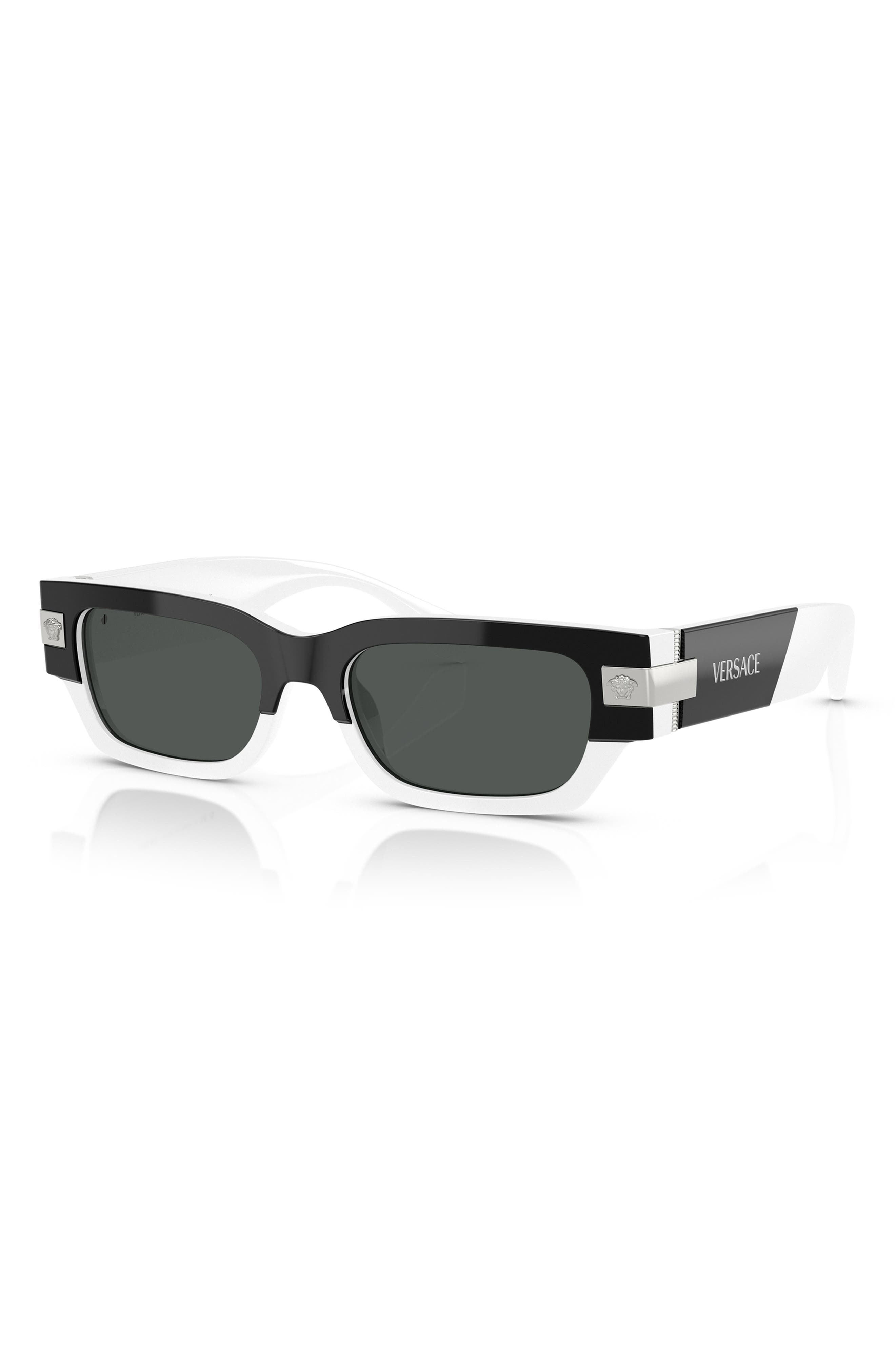 Versace 53mm Rectangular Sunglasses in Dark Grey at Nordstrom - 2