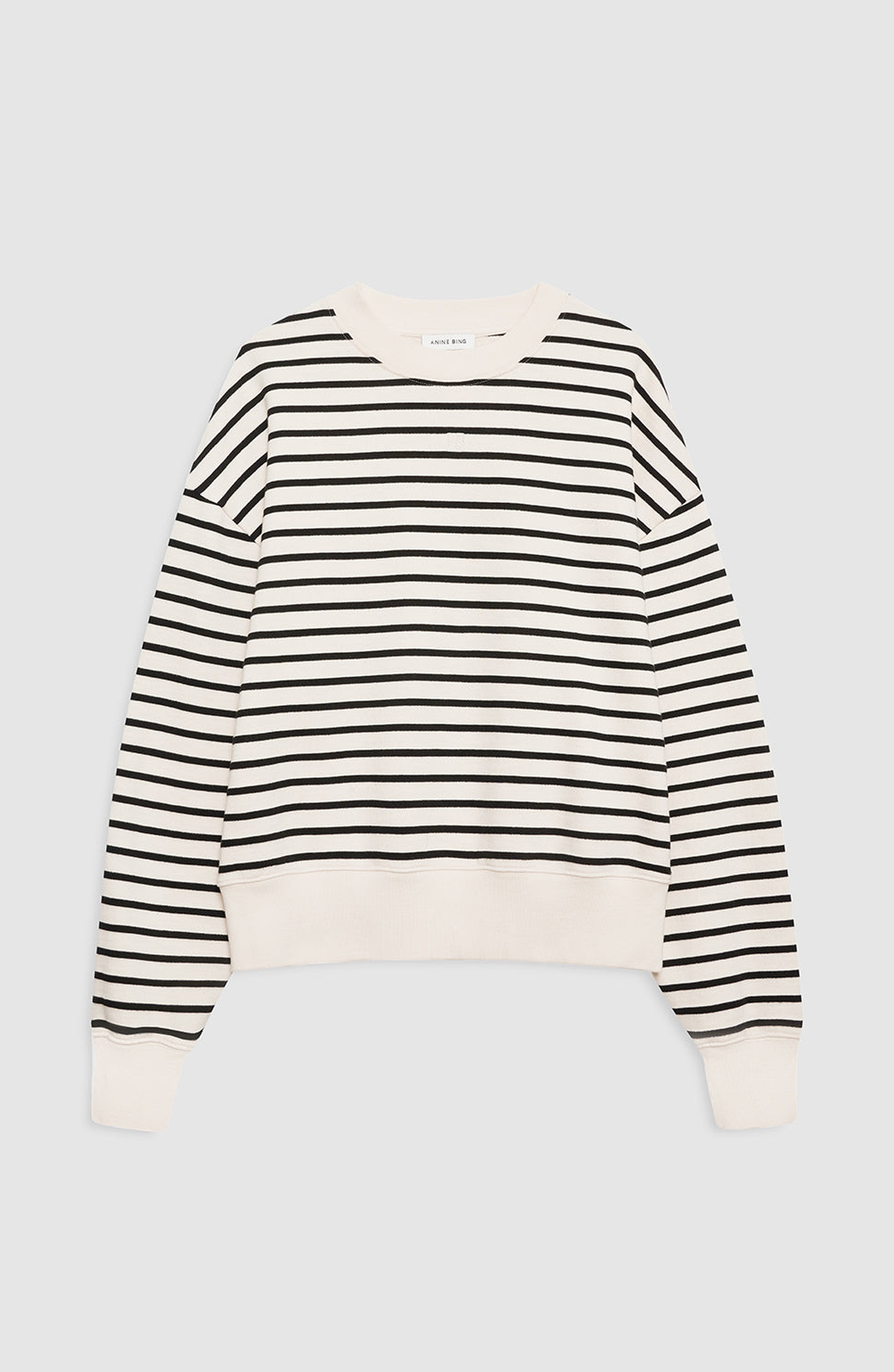 ANINE BING Dean Sweatshirt in Black /White Stripe at Nordstrom - 4