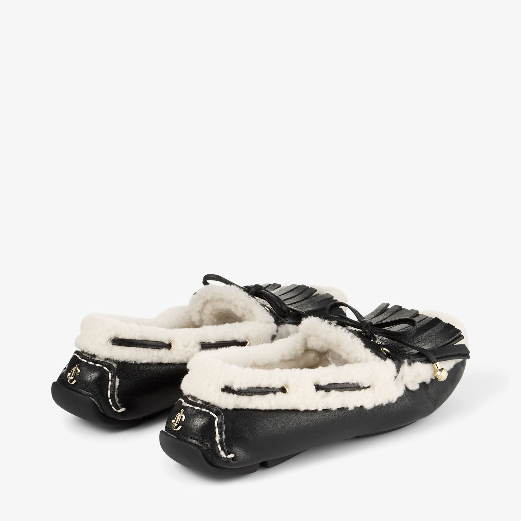 Manon F
Black Tumbled Leather Loafers with Shearling - 5
