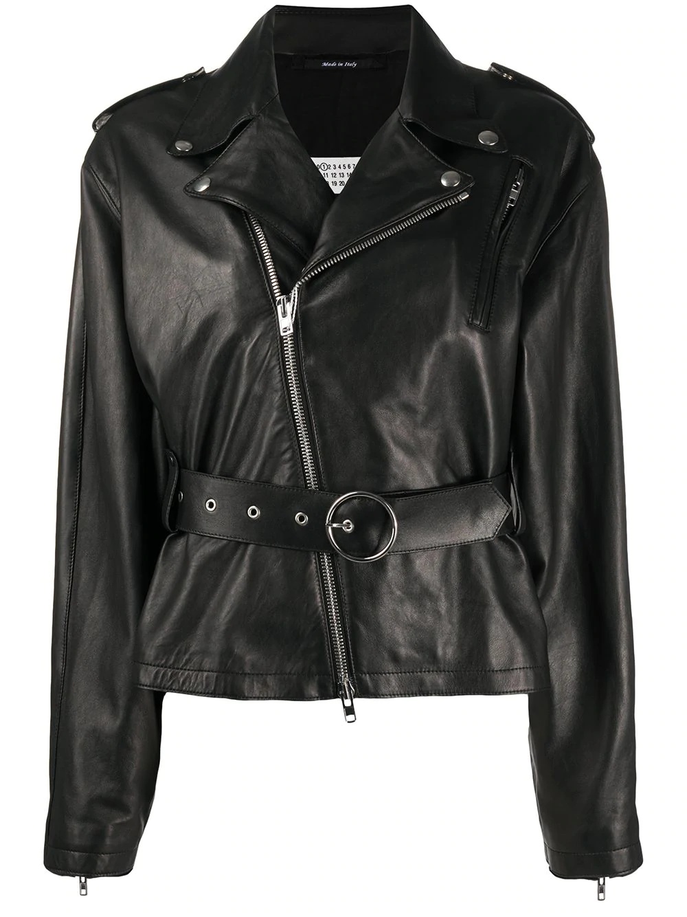 belted biker jacket - 1