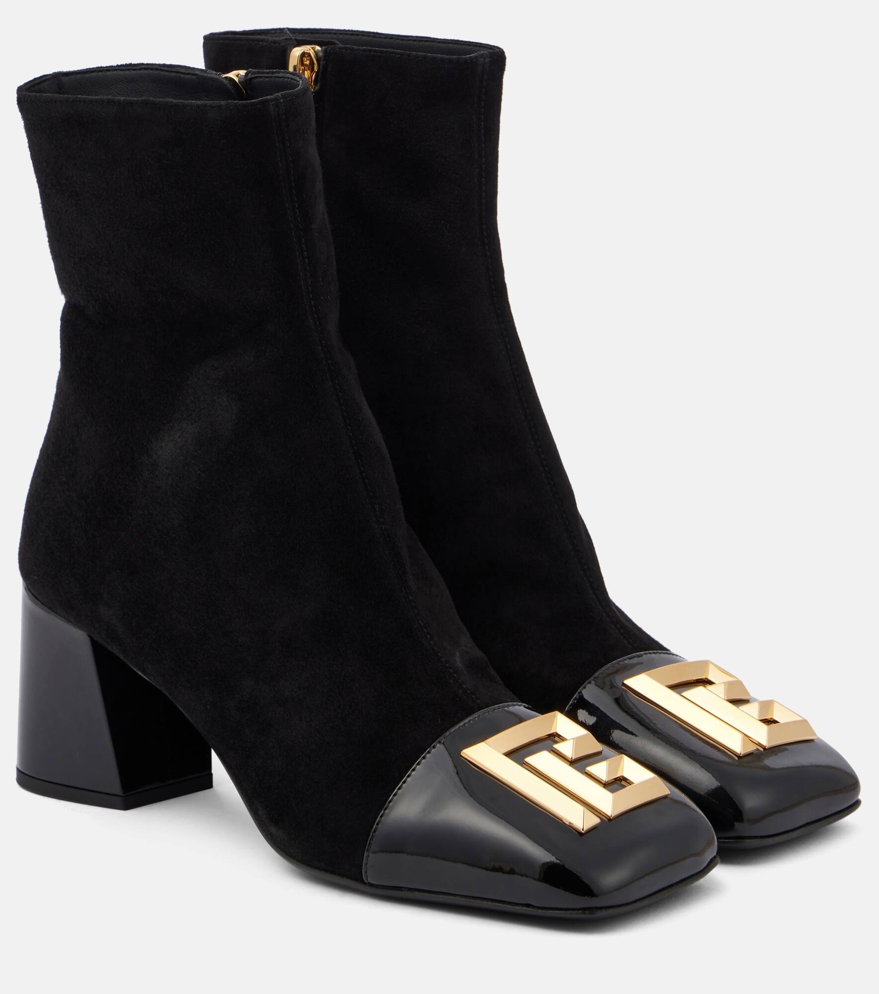 Edna suede and patent leather ankle boots - 1