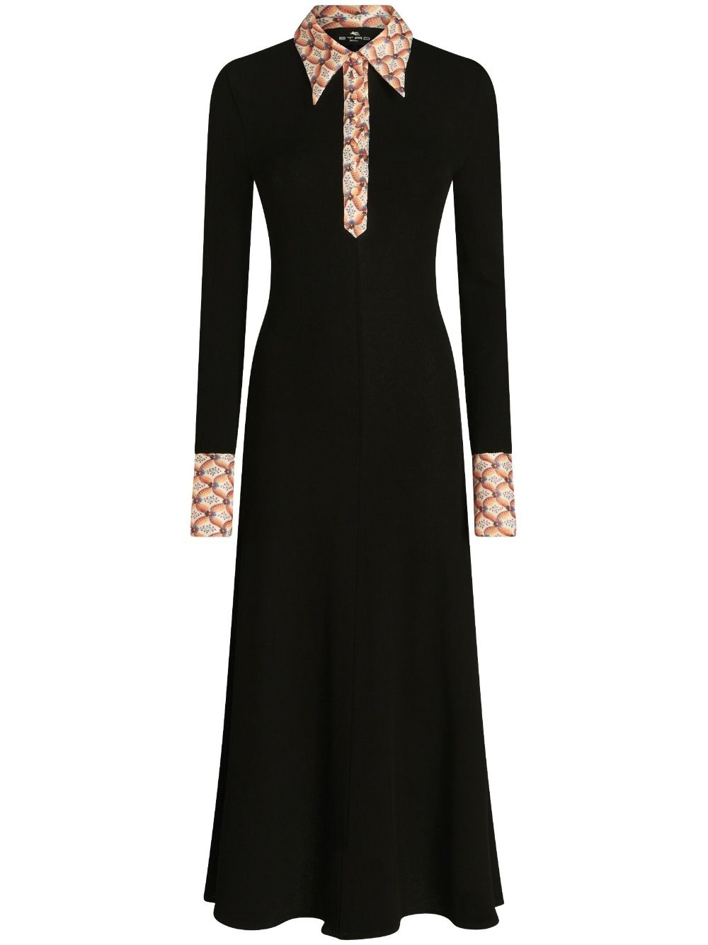 long-sleeved jersey midi dress - 1
