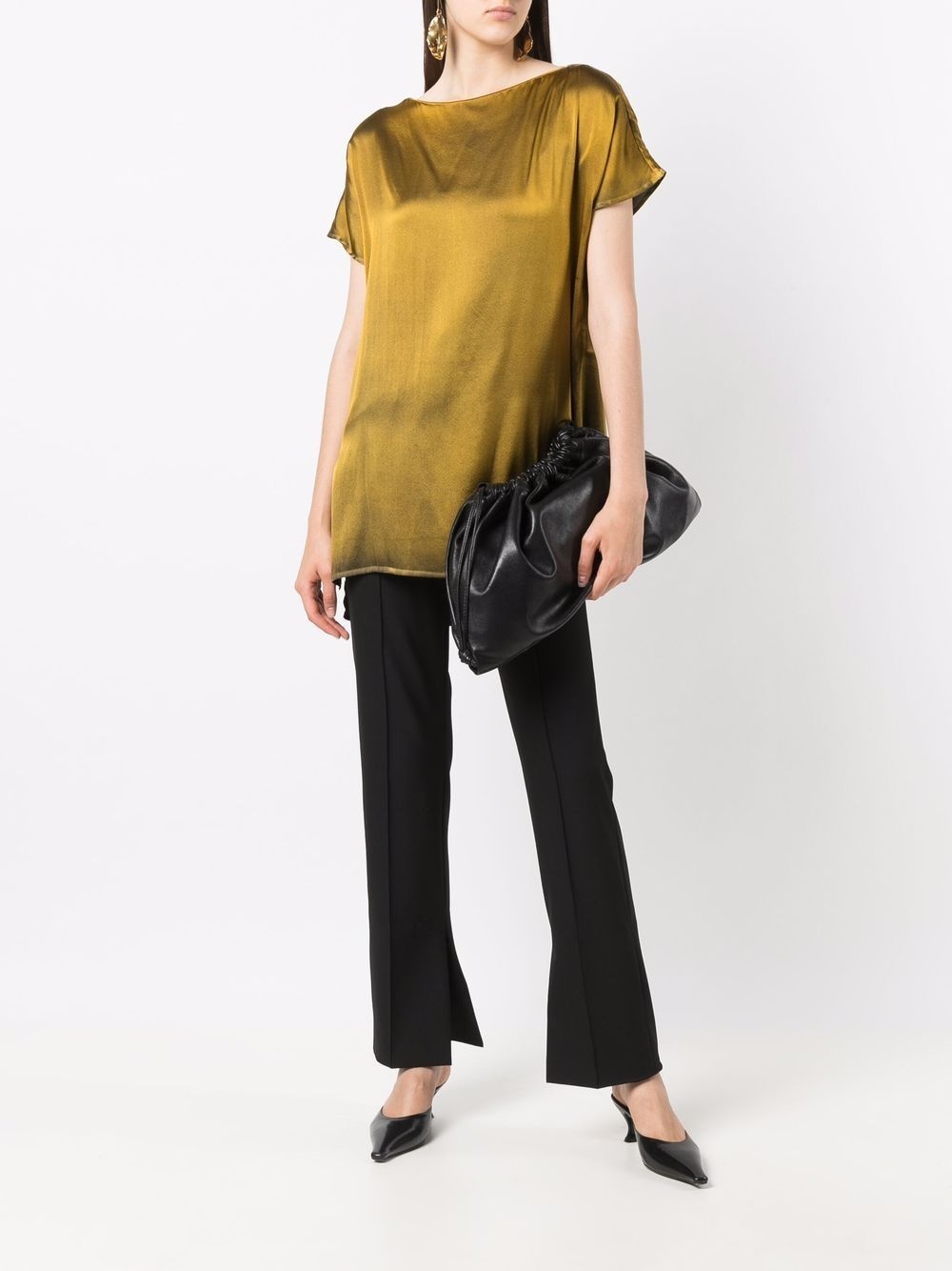 draped short-sleeve blouse - 2