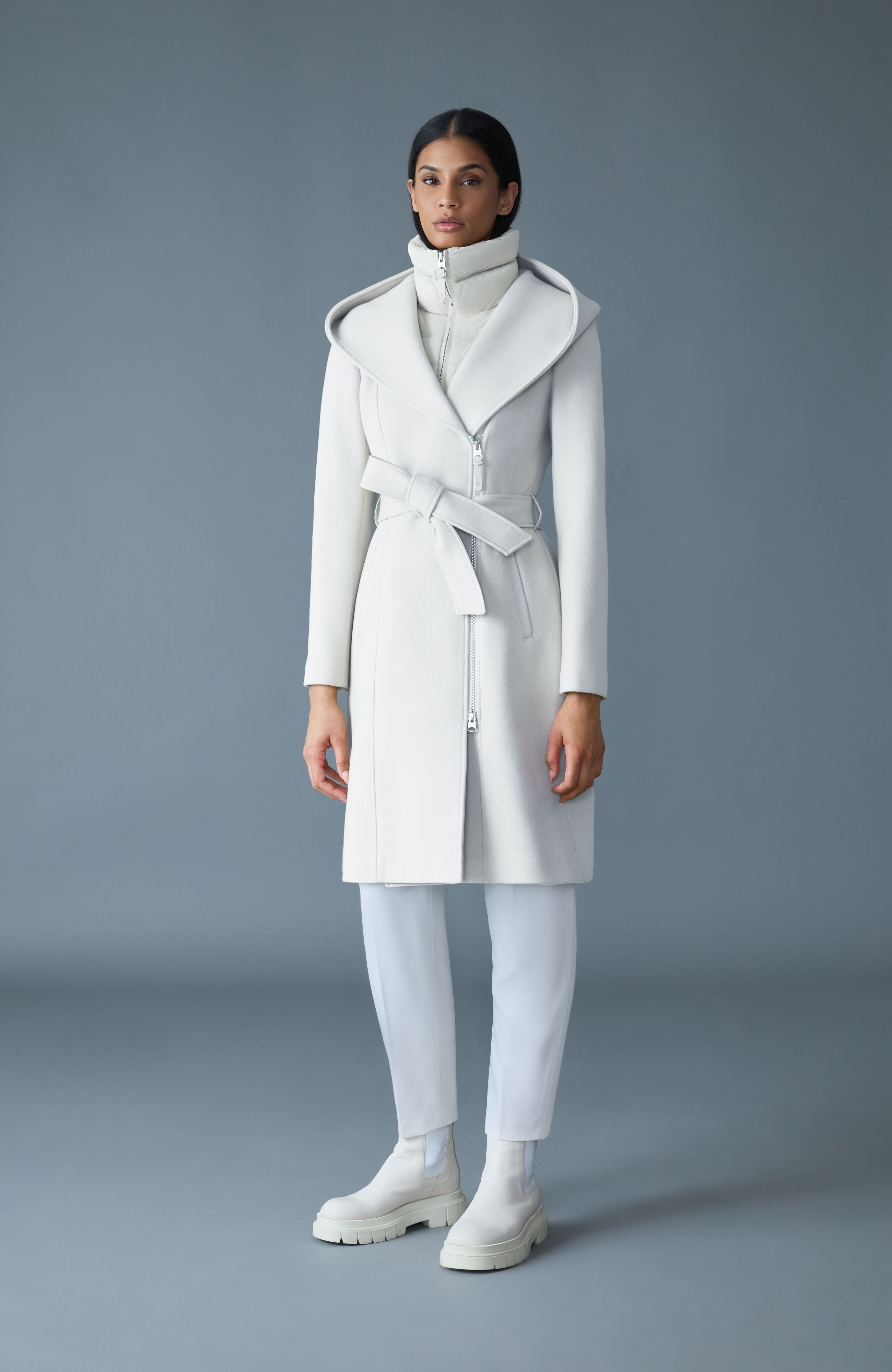 SHIA-SLB 2-in-1 double-face wool coat with removable bib - 3