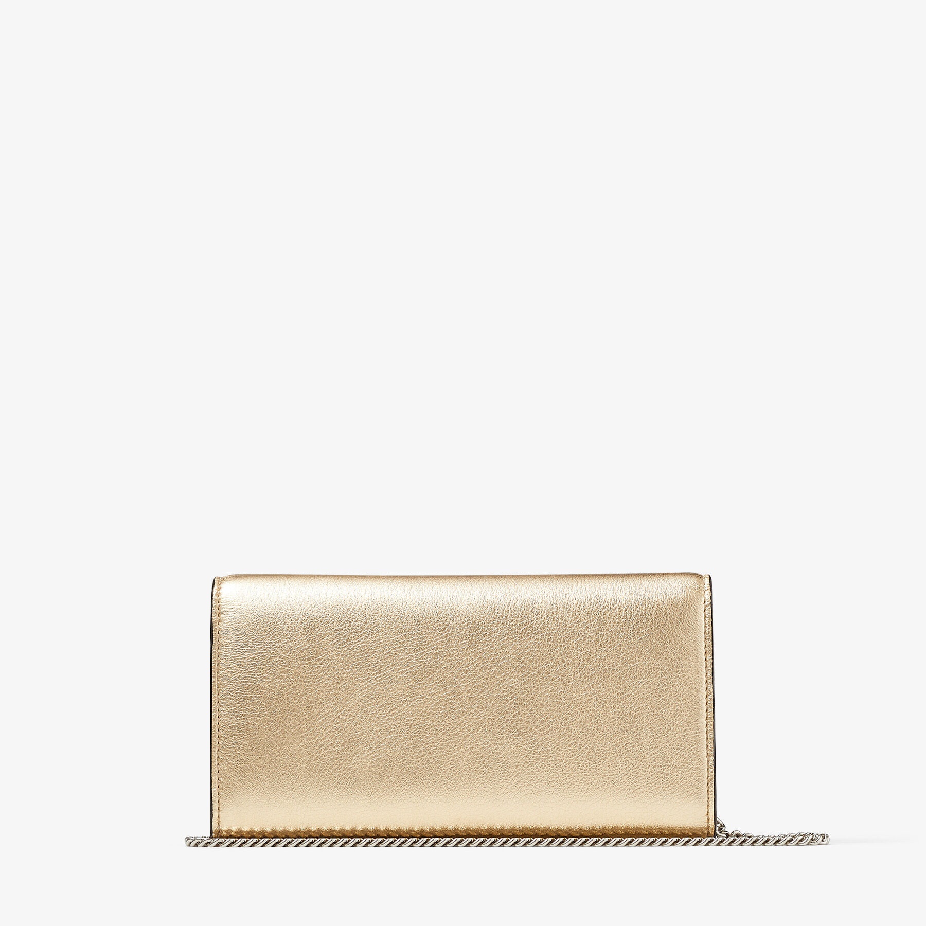 JIMMY CHOO Wallet W/chain Gold Metallic Nappa Wallet with Crystal 