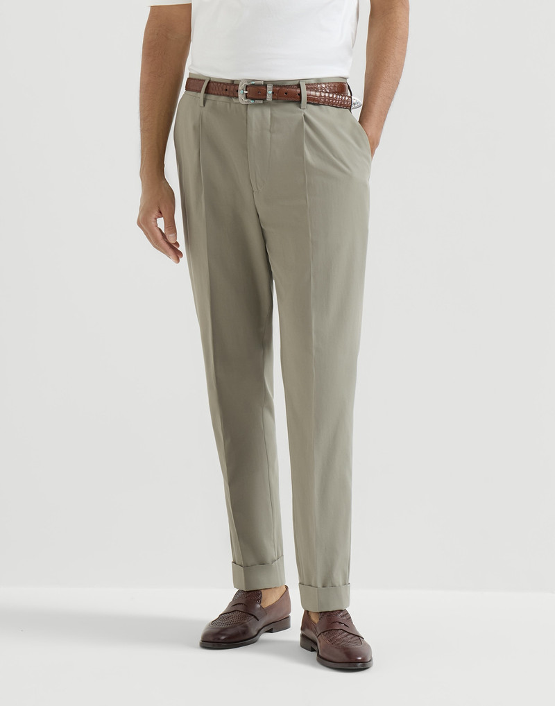 Cotton crêpe batavia trousers with pleat 2