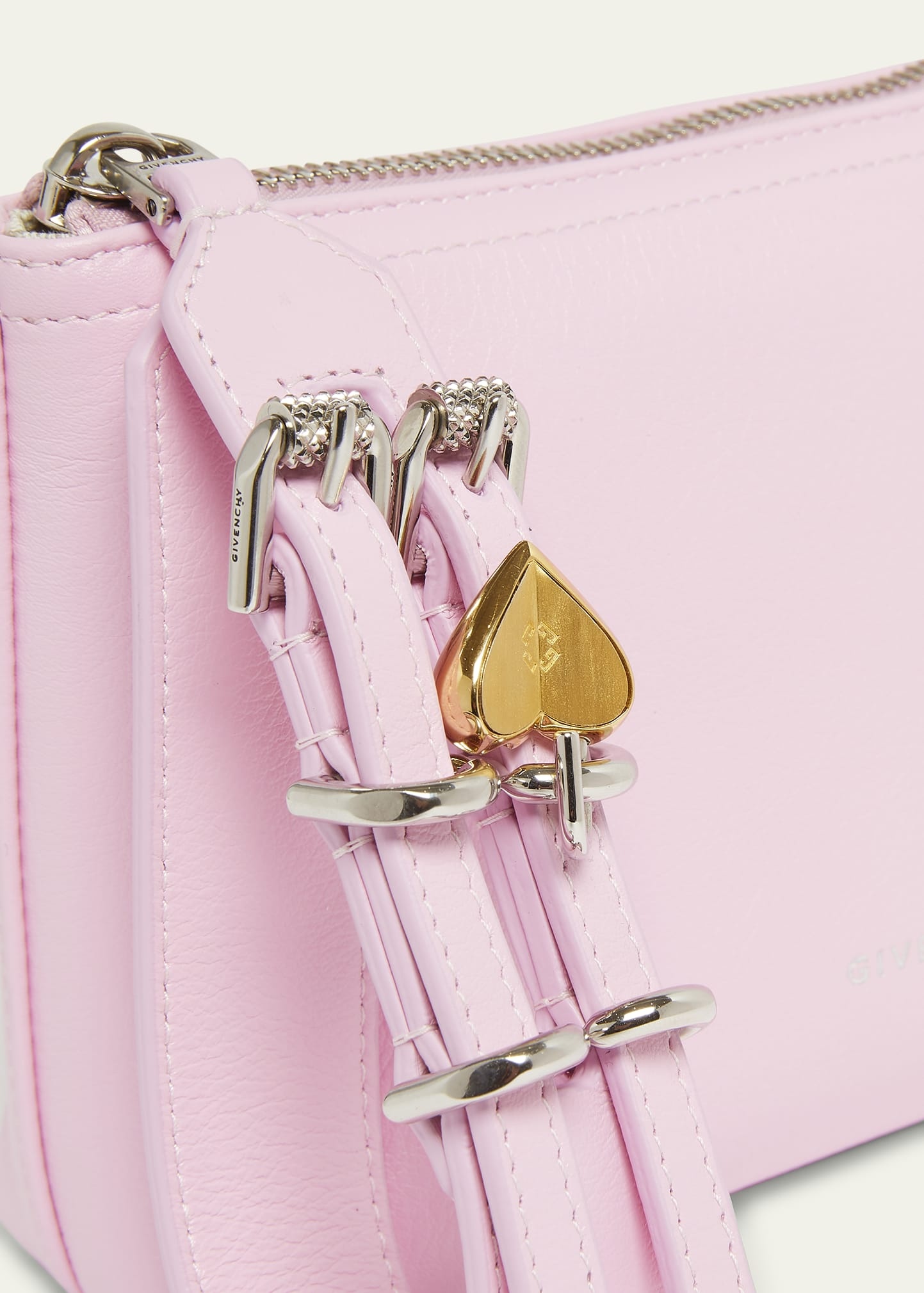 Voyou Small Pouch Bag in Leather with Buckle and Heart Lock Wristlet - 5
