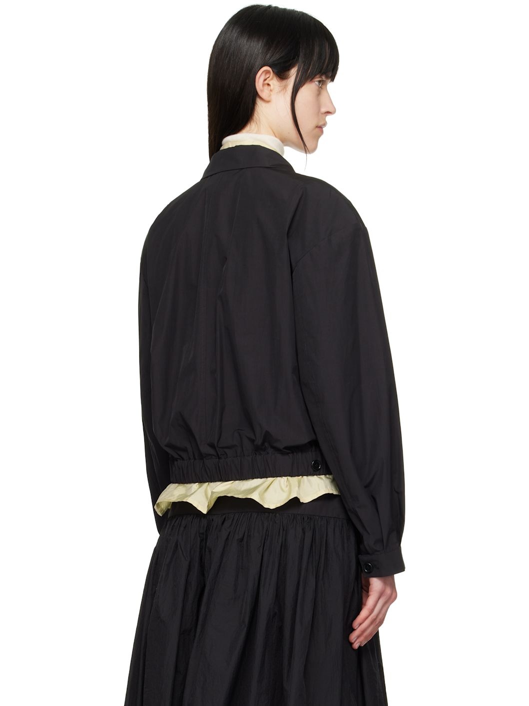 Black Cropped Zip-Up Jacket - 3