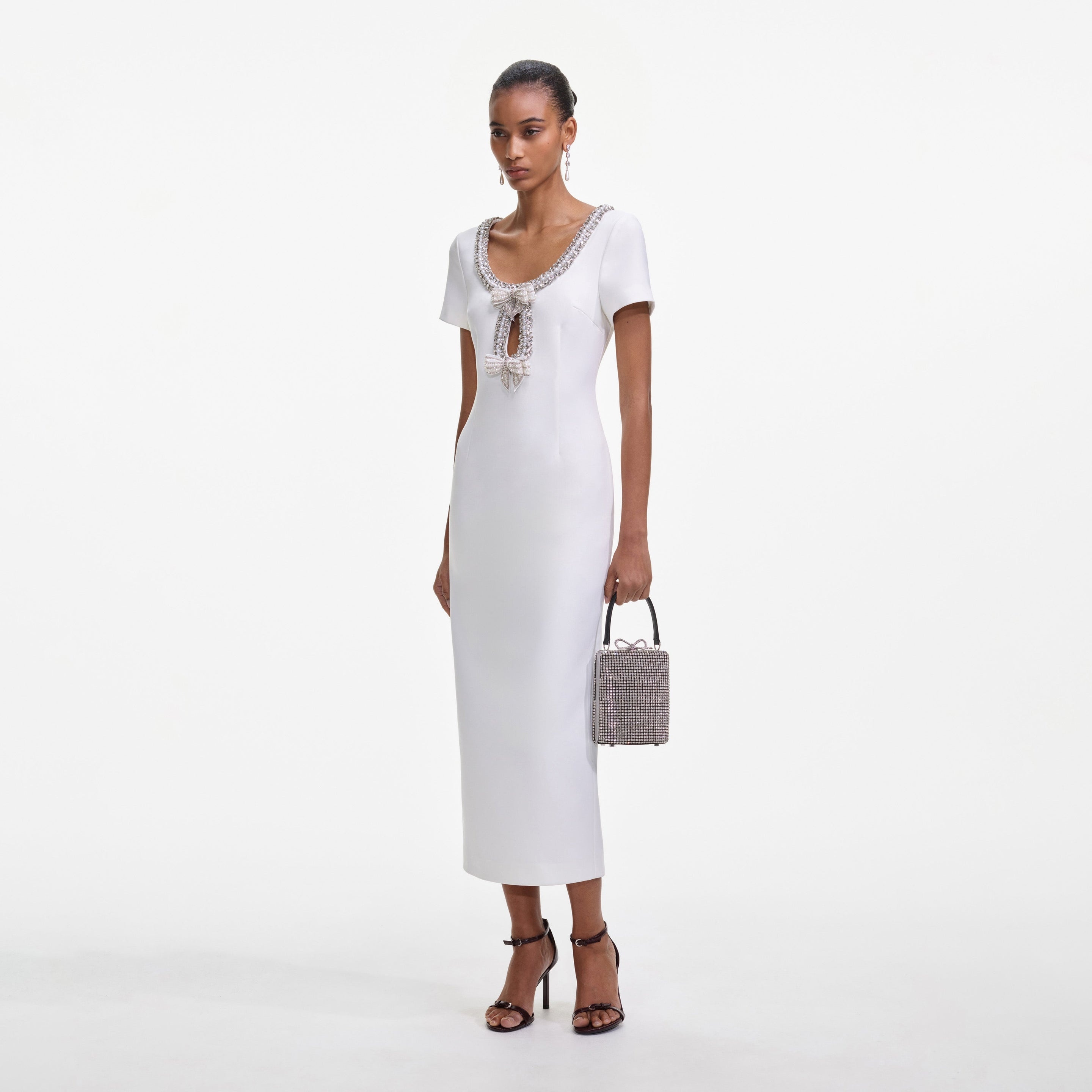 chinese dress ladies Six Stories Bandeau Bow-Back Pleated Woven Midi Dress