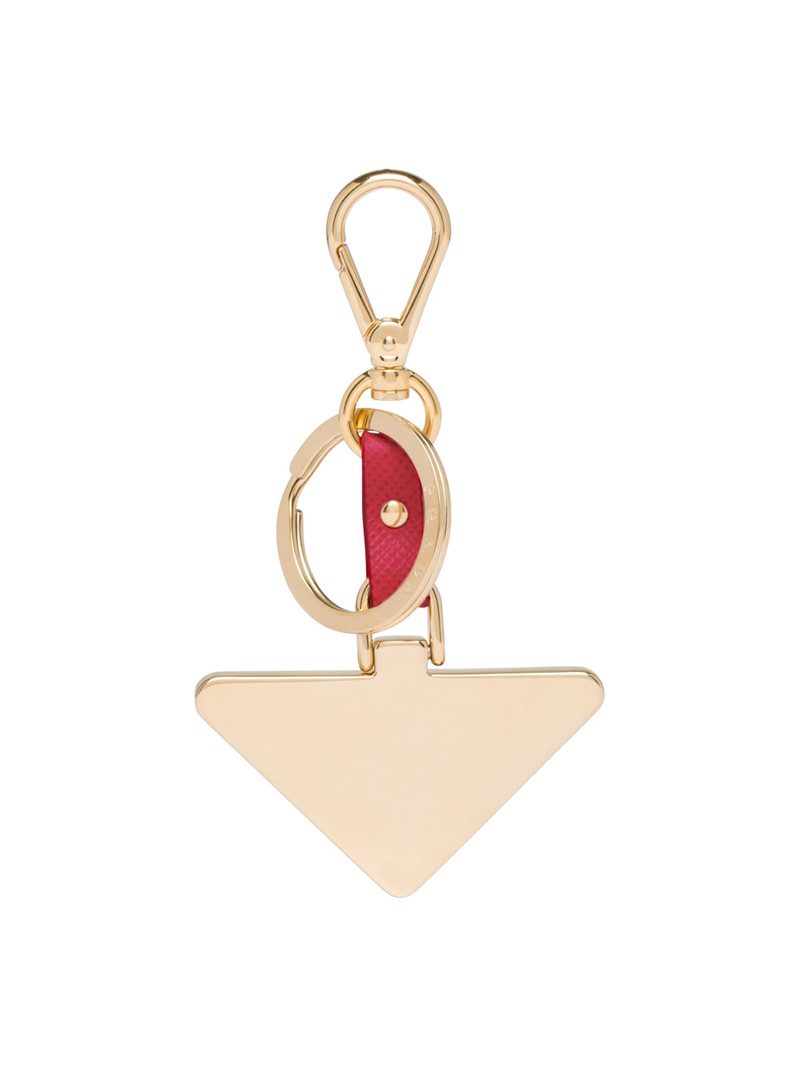 Men's Saffiano Leather and Metal Keychain - Red 3