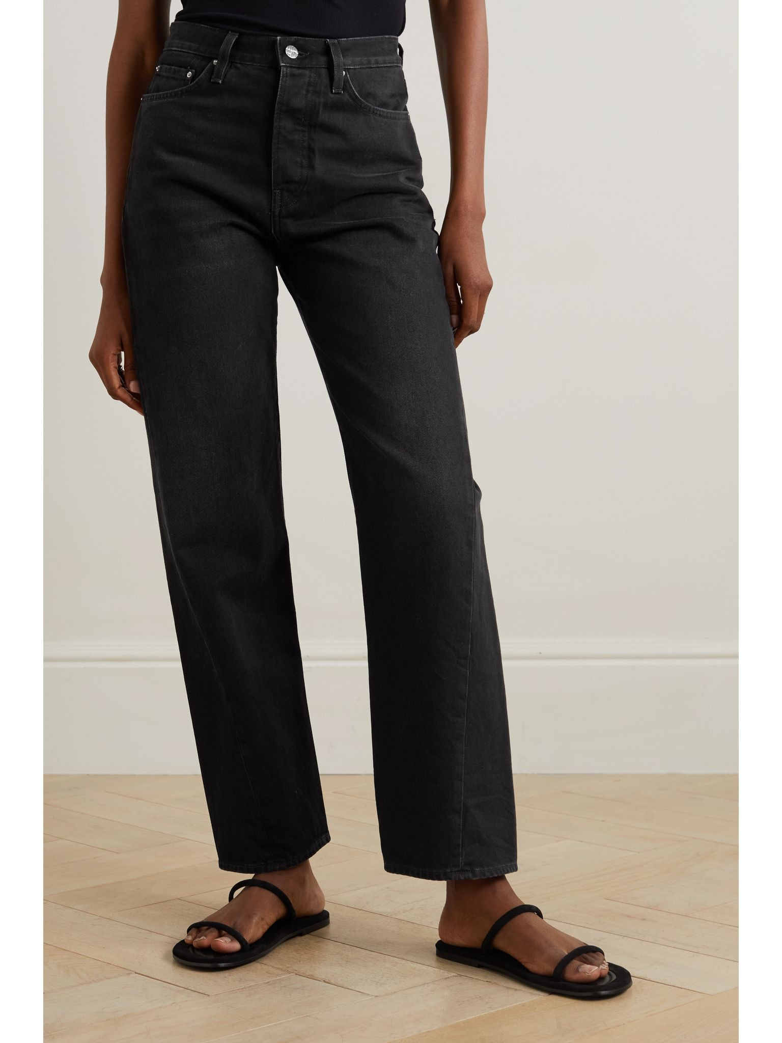 + NET SUSTAIN Twisted Seam high-rise straight-leg organic jeans Black - 3