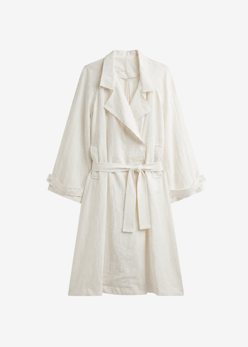 Rosora Sheer Fluid Trench Coat - Cream 1