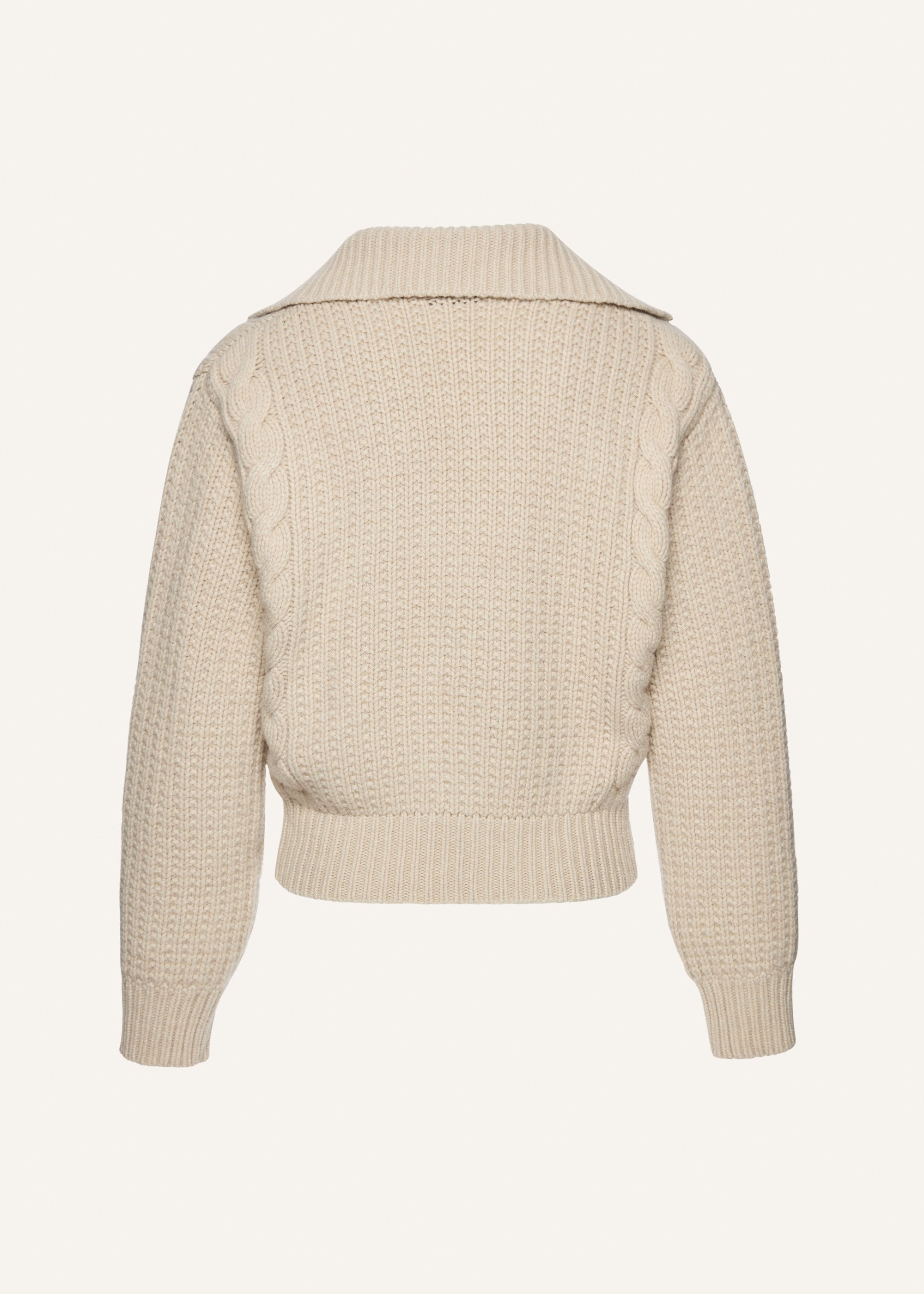 Cable-knit cashmere polo sweater in ivory - 2