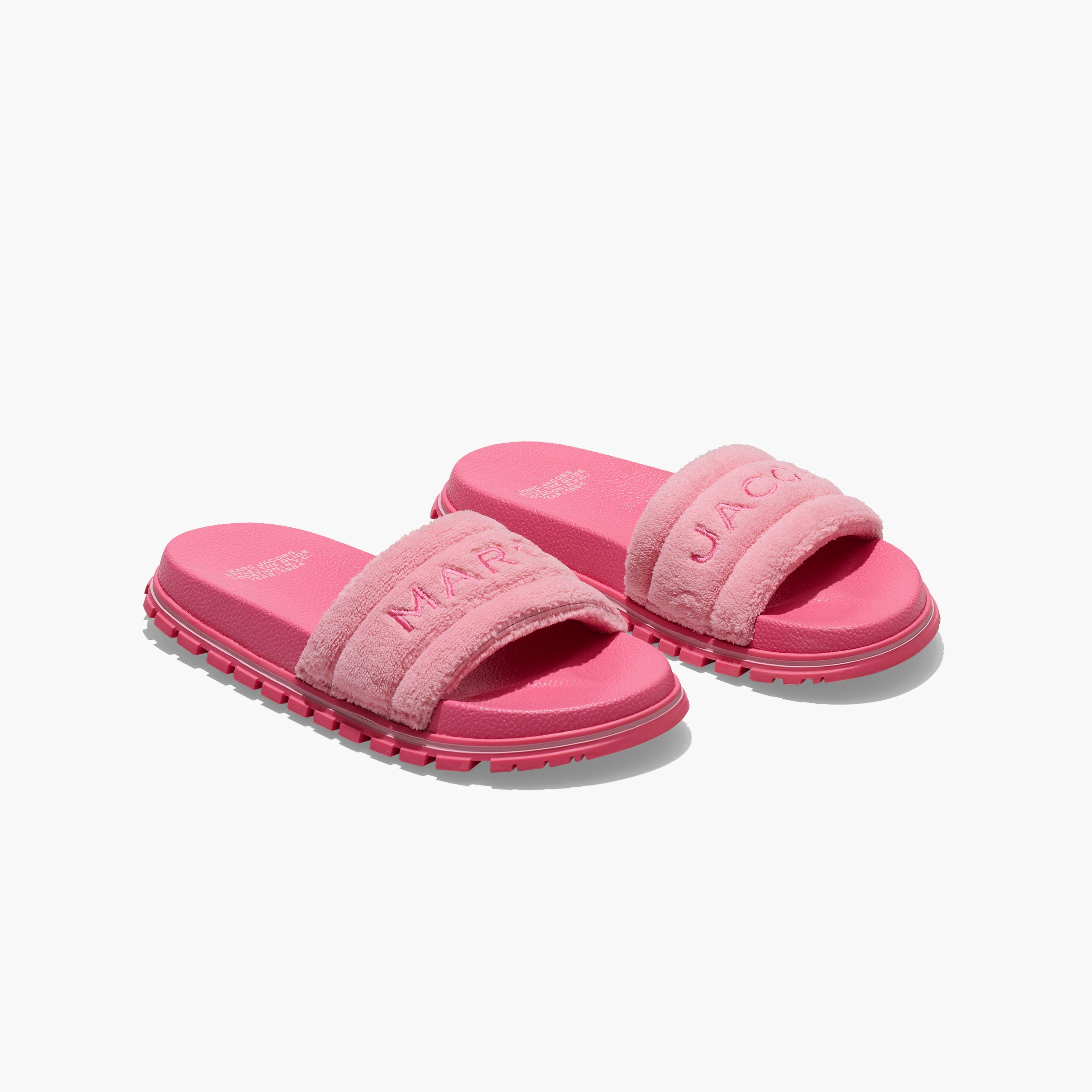 【関税込み】Marc Jacobs ピンク The Terry Slide サンダル Marc Jacobs: Pink 'The Terry Slide' Sandals | SSENSE