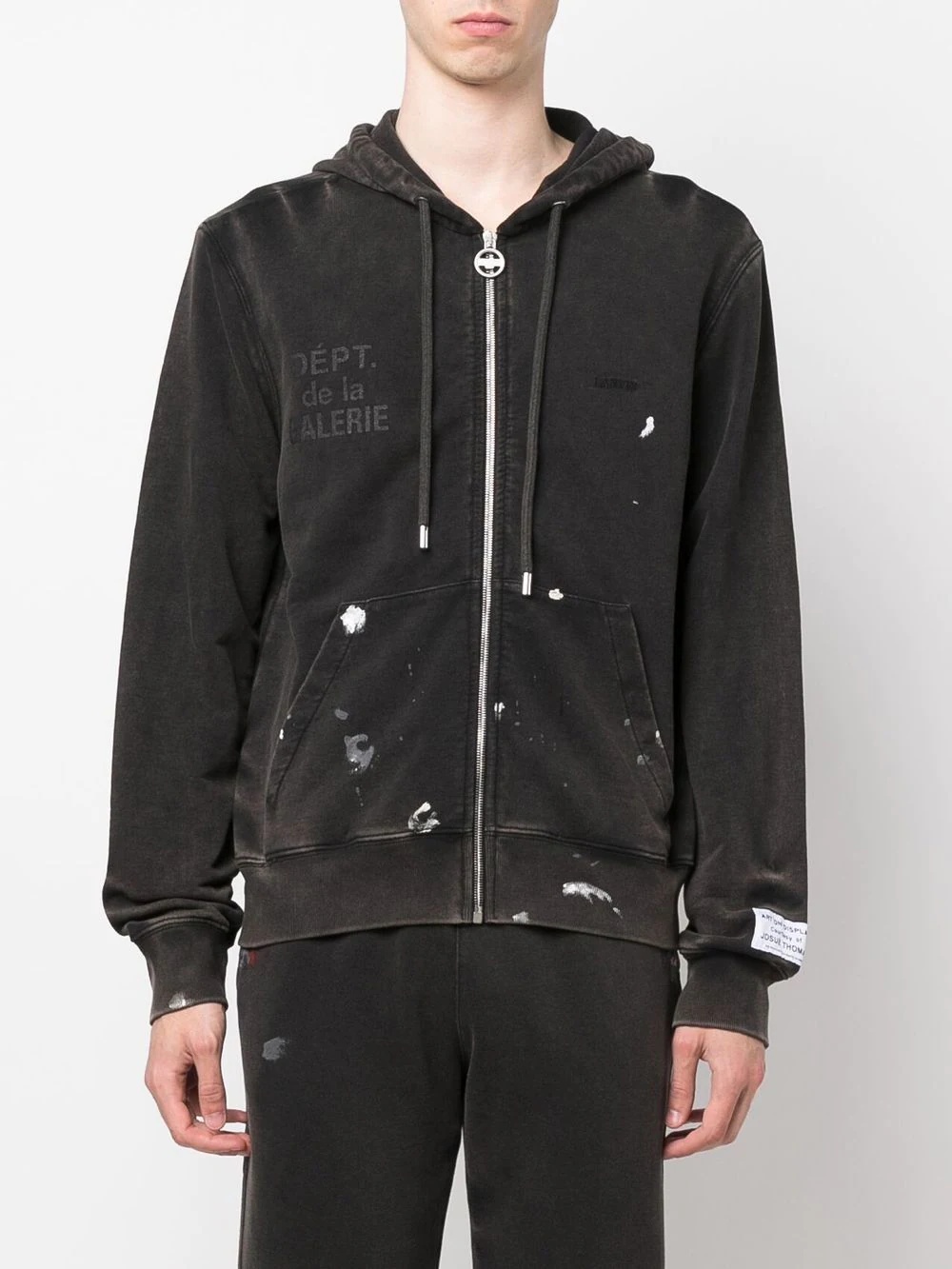 embroidered logo zip-up hoodie - 4