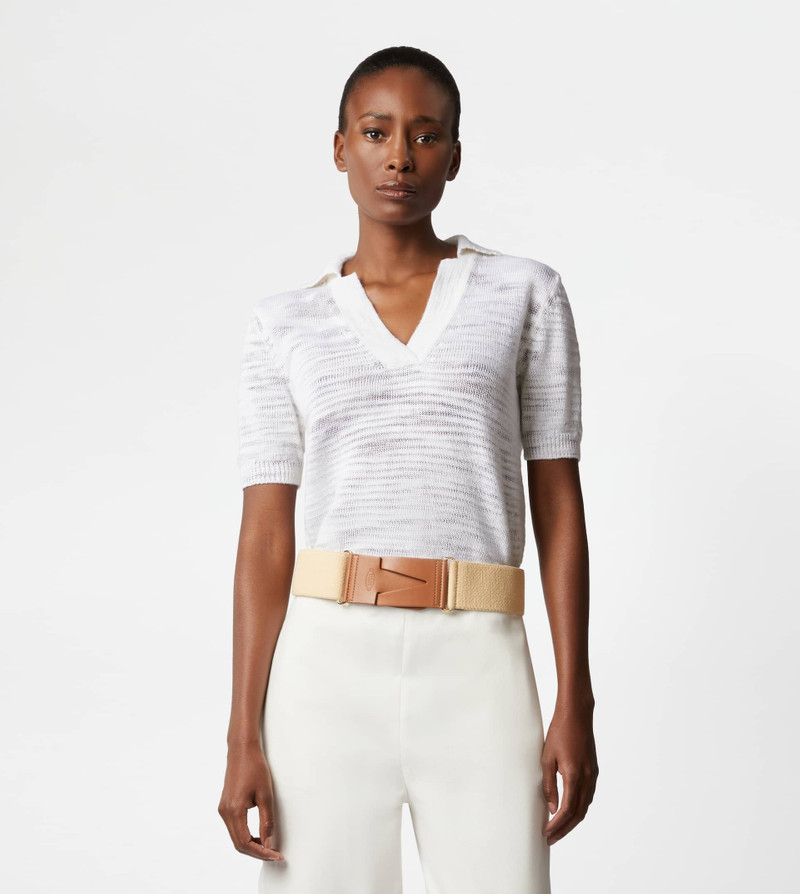 Tod's SHORT-SLEEVED POLO SHIRT IN KNIT - WHITE outlook