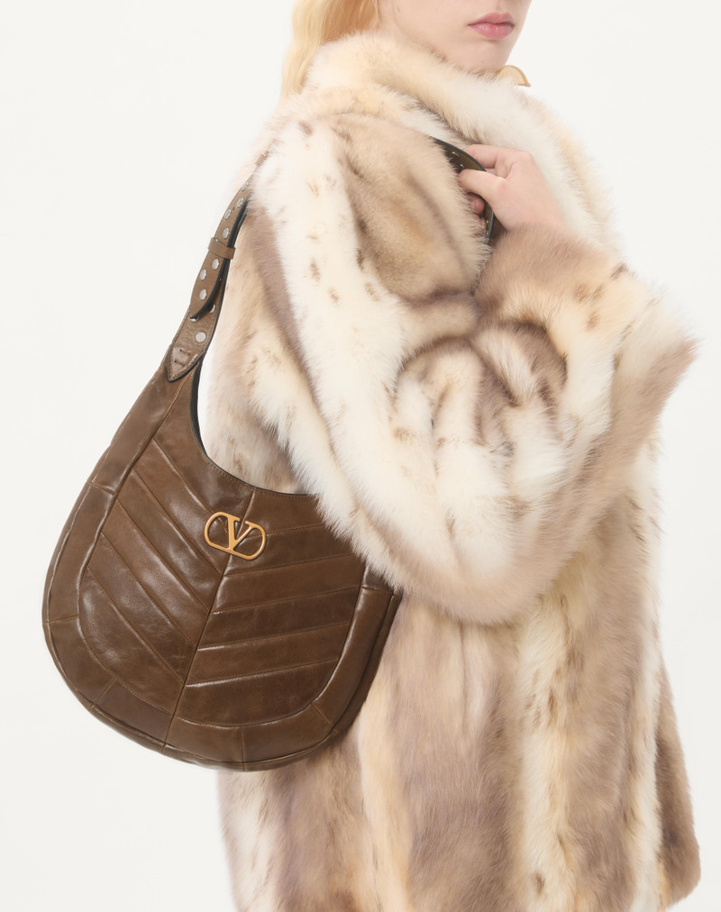 VALENTINO GARAVANI HOBOHO SMALL HOBO BAG IN CHEVRON-PATTERNED NAPPA LEATHER. 7