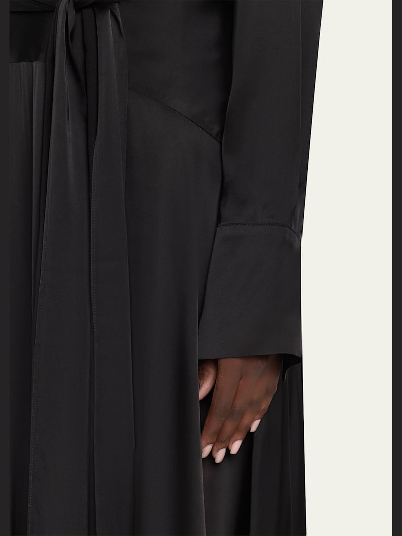 Long-Sleeve Stretch Satin Dress 5