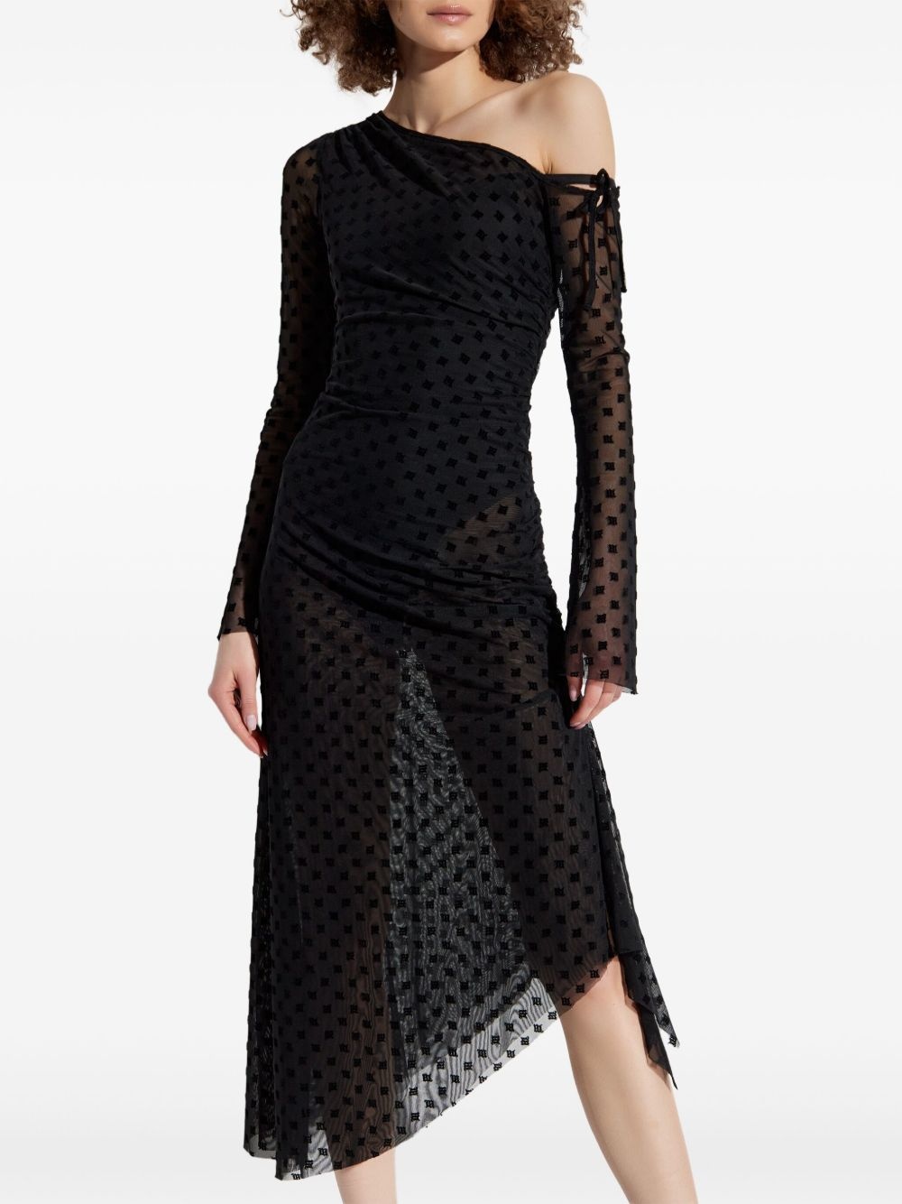 logo-flocked midi dress - 3