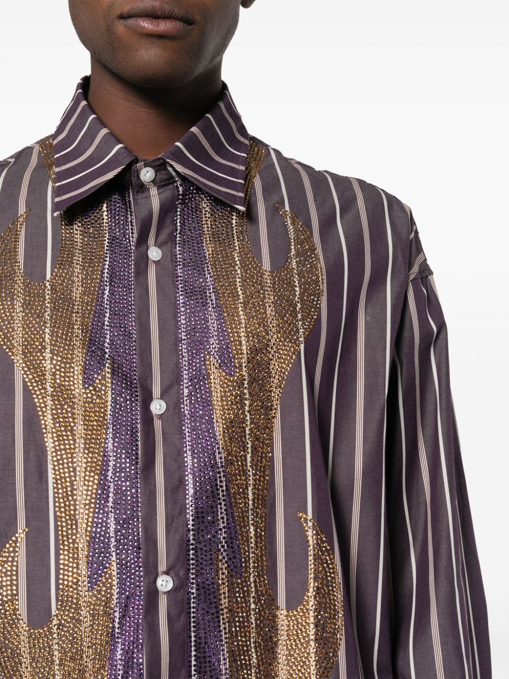 rhinestone striped shirt - 5