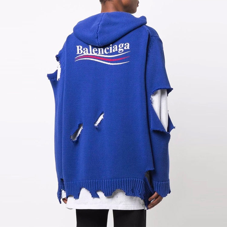 Balenciaga Political Campaign Destroyed Hoodie 'Blue' 662718T32124691 - 6