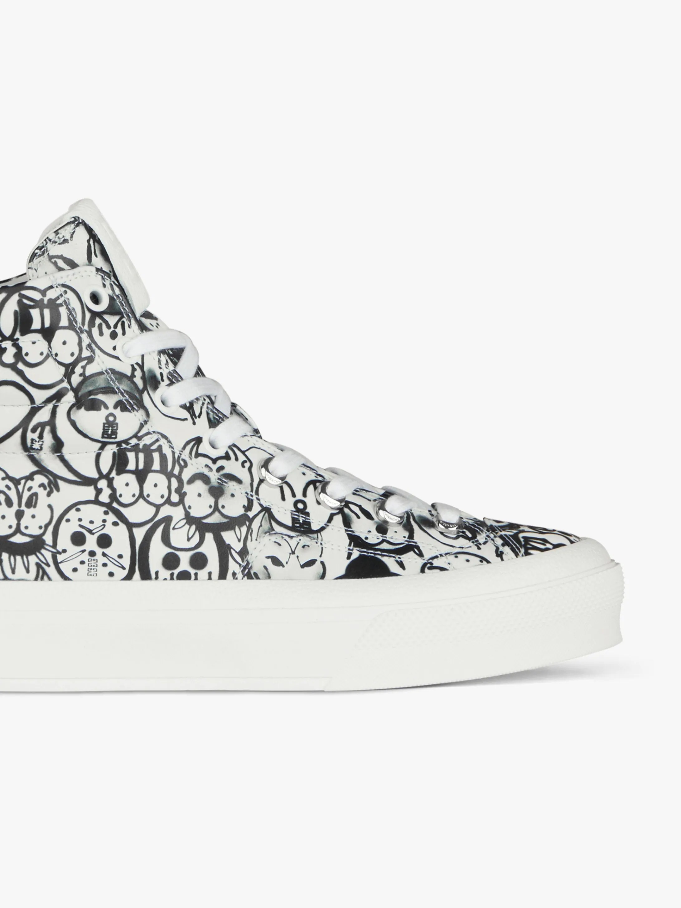 HIGH SNEAKERS CITY IN LEATHER WITH TAG EFFECT PRINTS - 6