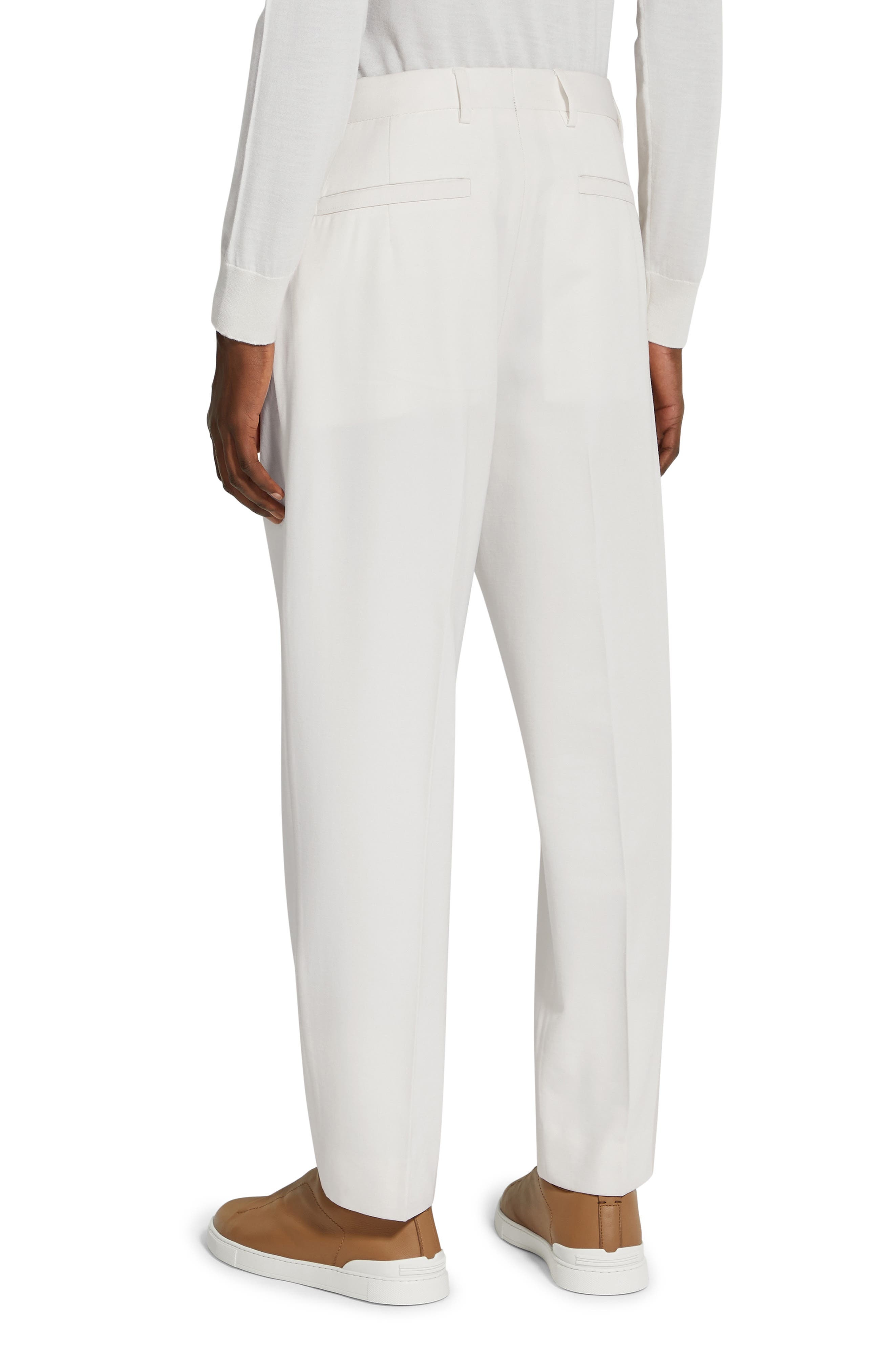 Pleat Front Cotton & Wool Trousers - 2