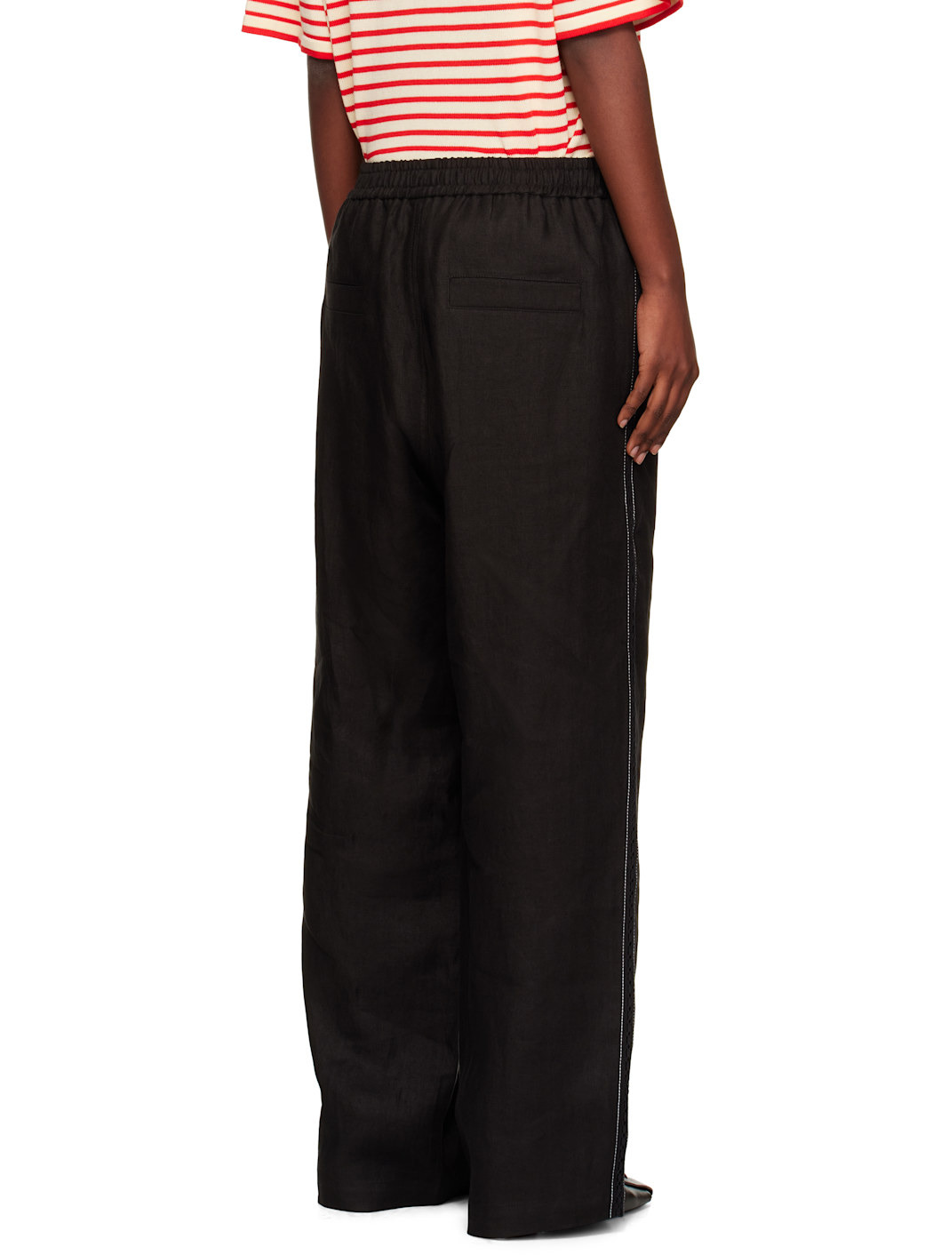 Black Linen & Lace Trousers - 3