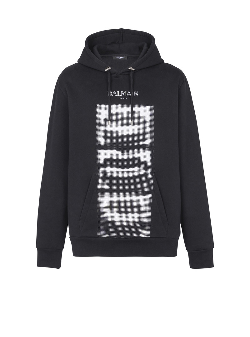 Hoodie with vintage Balmain Lips print 1
