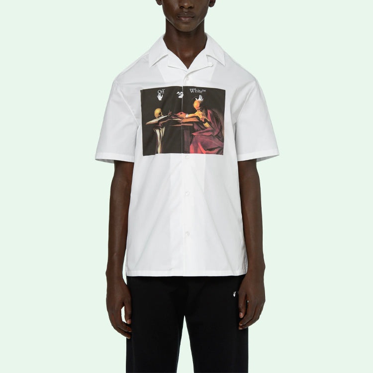 Men's Off-White SS21 Short Sleeve White Shirt OMGA163R21FAB0040125 - 4