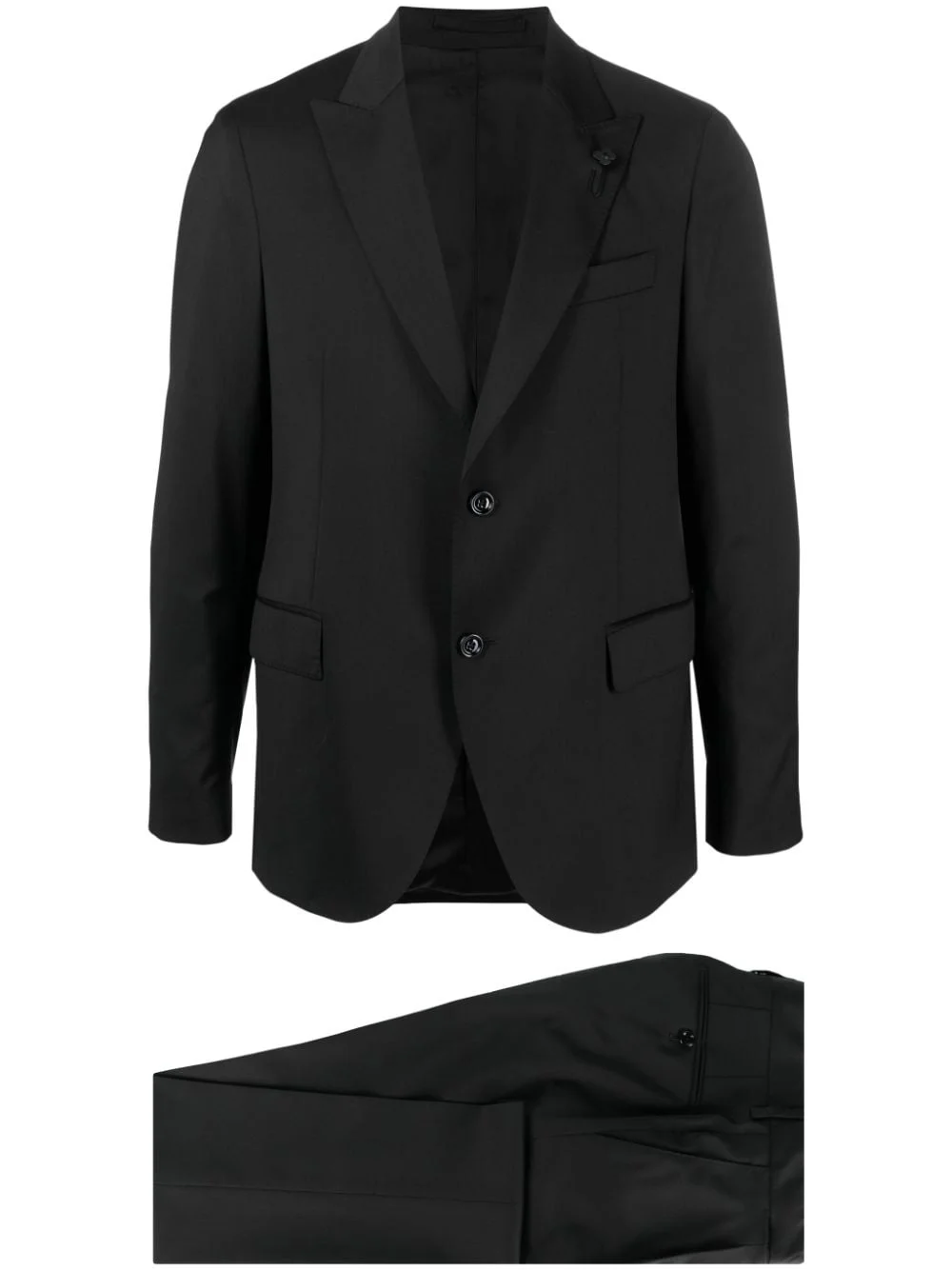 single-breasted two-piece wool suit - 1