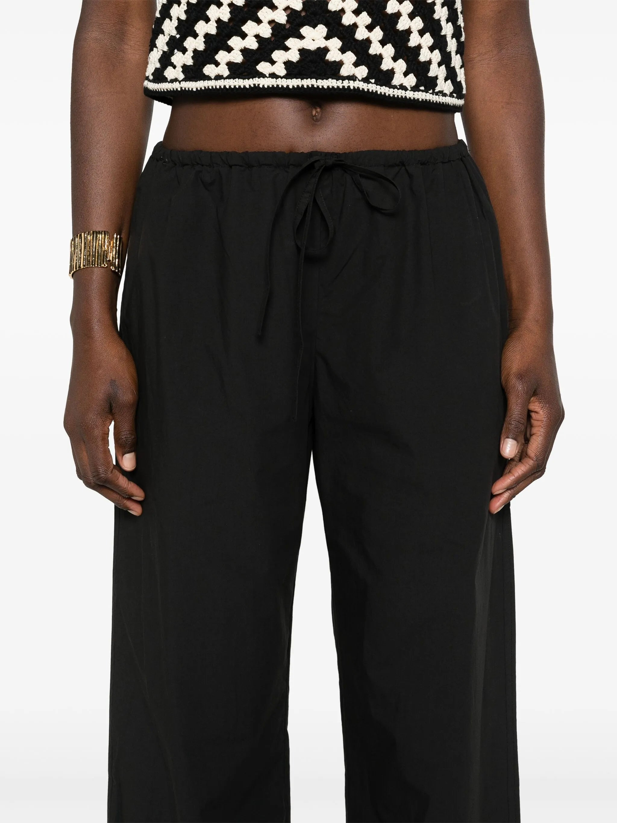drawstring-waist organic cotton trousers - 5