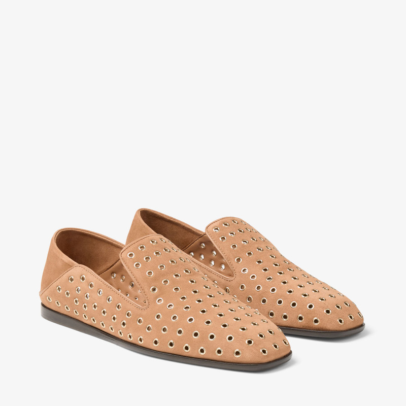 null Toffee Suede Slippers with Eyelets 3